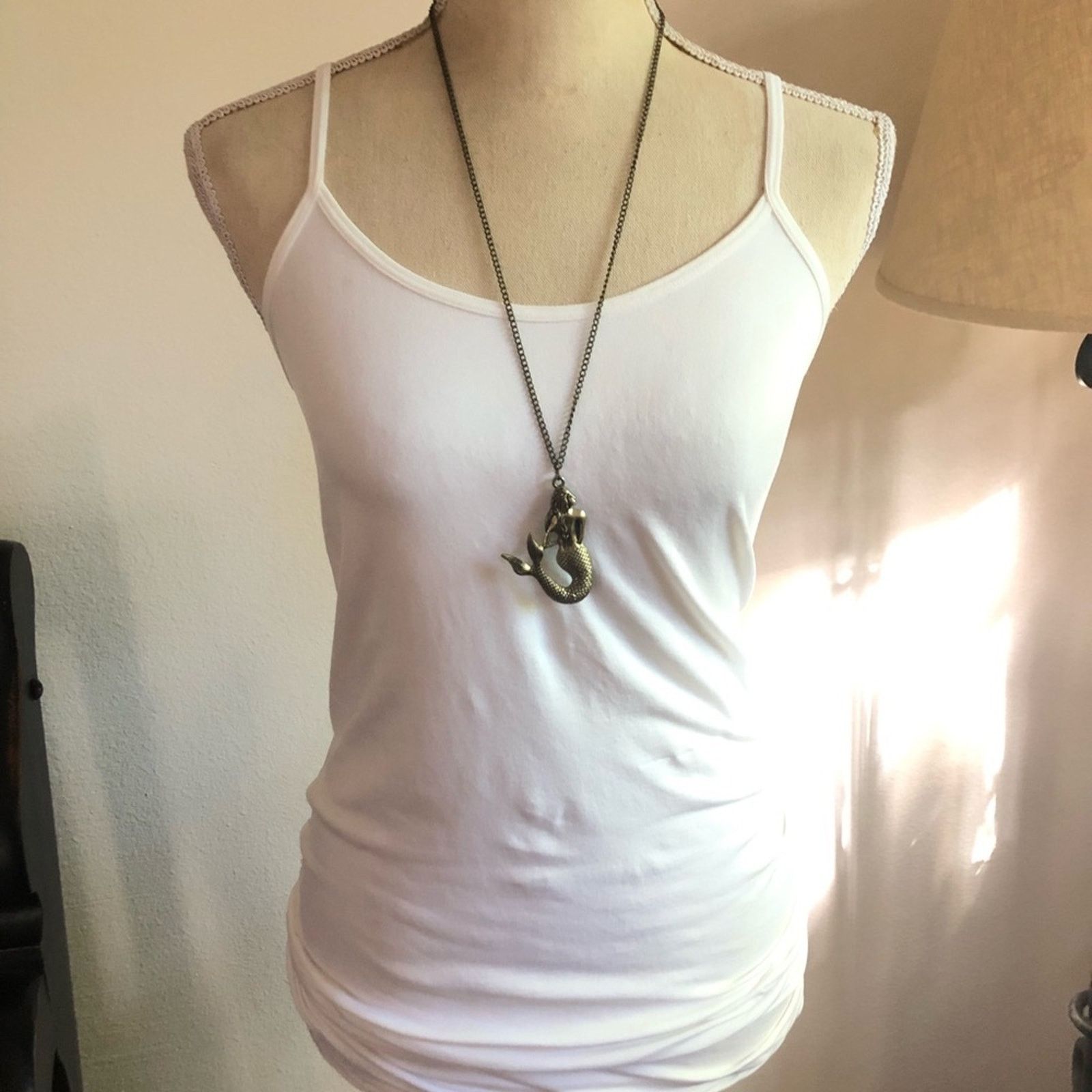 Jewelry Brass mermaid pendant on chain necklace Size ONE SIZE - 4 Thumbnail