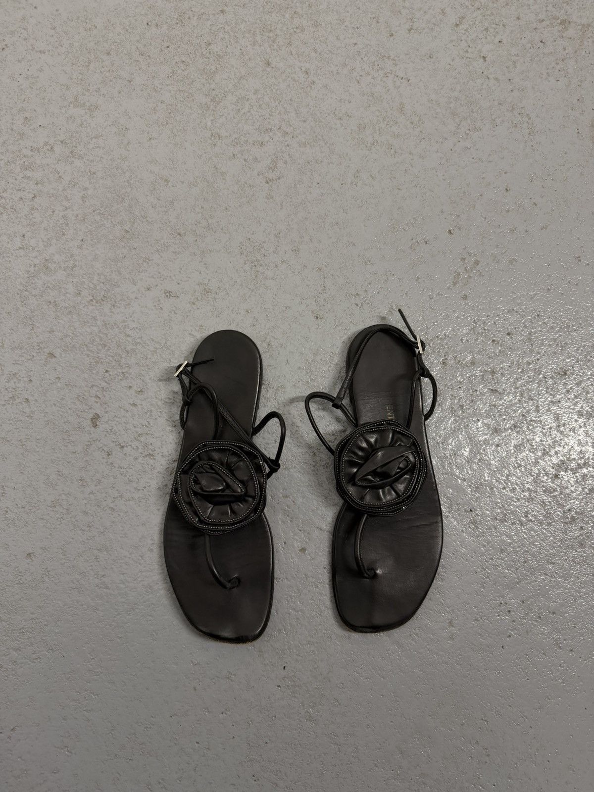 Saint Laurent Paris Saint Laurent Leather Flower Sandals Size US 7.5 / IT 37.5 - 1 Thumbnail