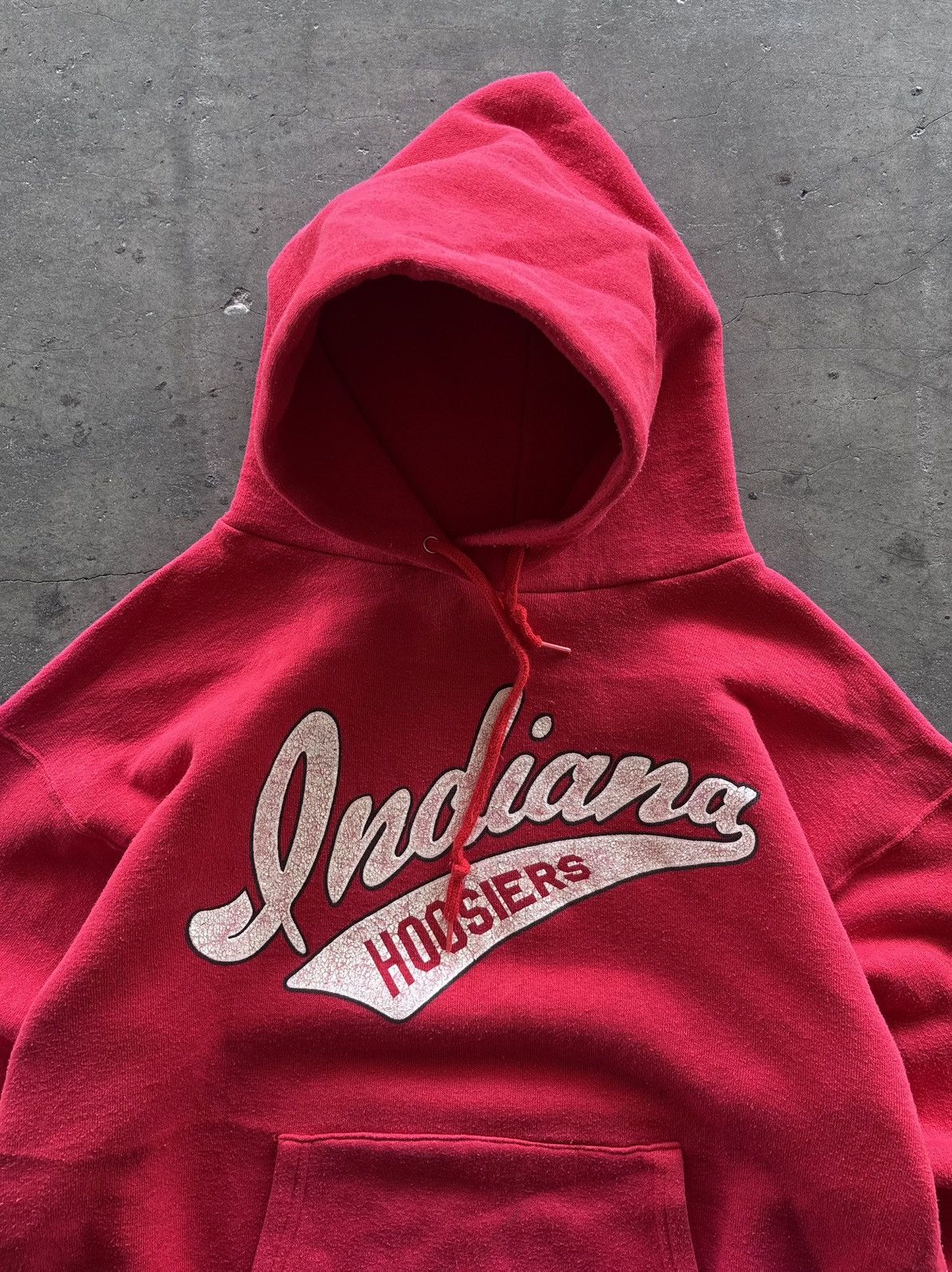 Vintage 70s Indiana Hoosiers Cherry Red Boxy Hoodie Size US L / EU 52-54 / 3 - 3 Thumbnail