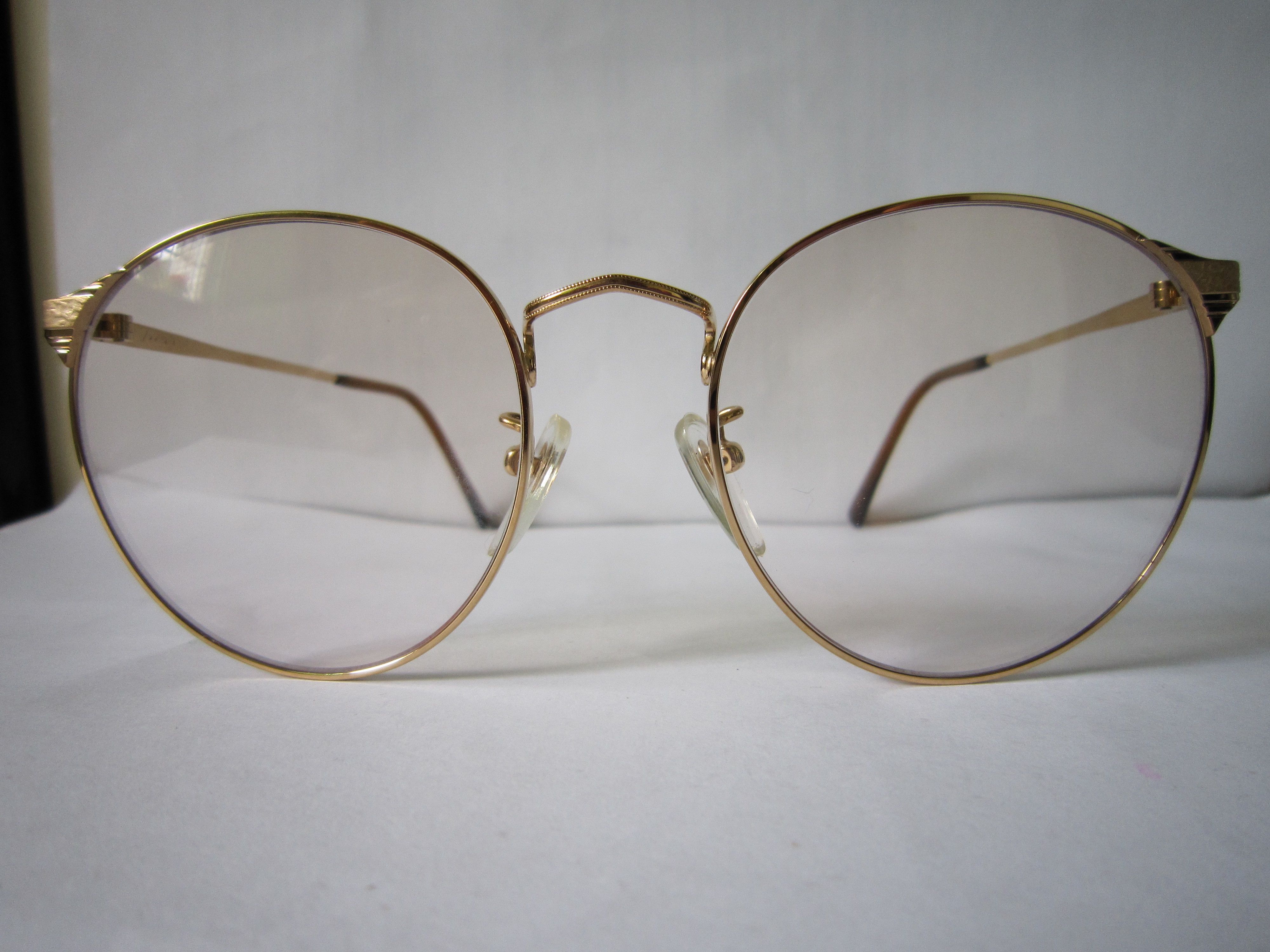 Vintage Vintage 80s TURA Gold Round Eyeglasses Frame Size ONE SIZE - 1 Thumbnail