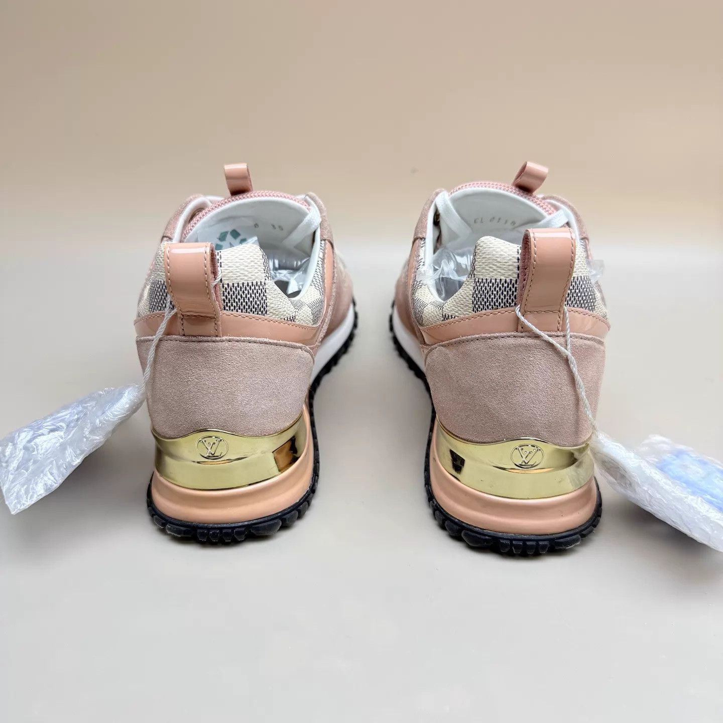 Louis Vuitton LV Run Away White & Pink Checkerboard Sneaker 35 99 New Size US 4.5 / IT 34.5 - 3 Thumbnail