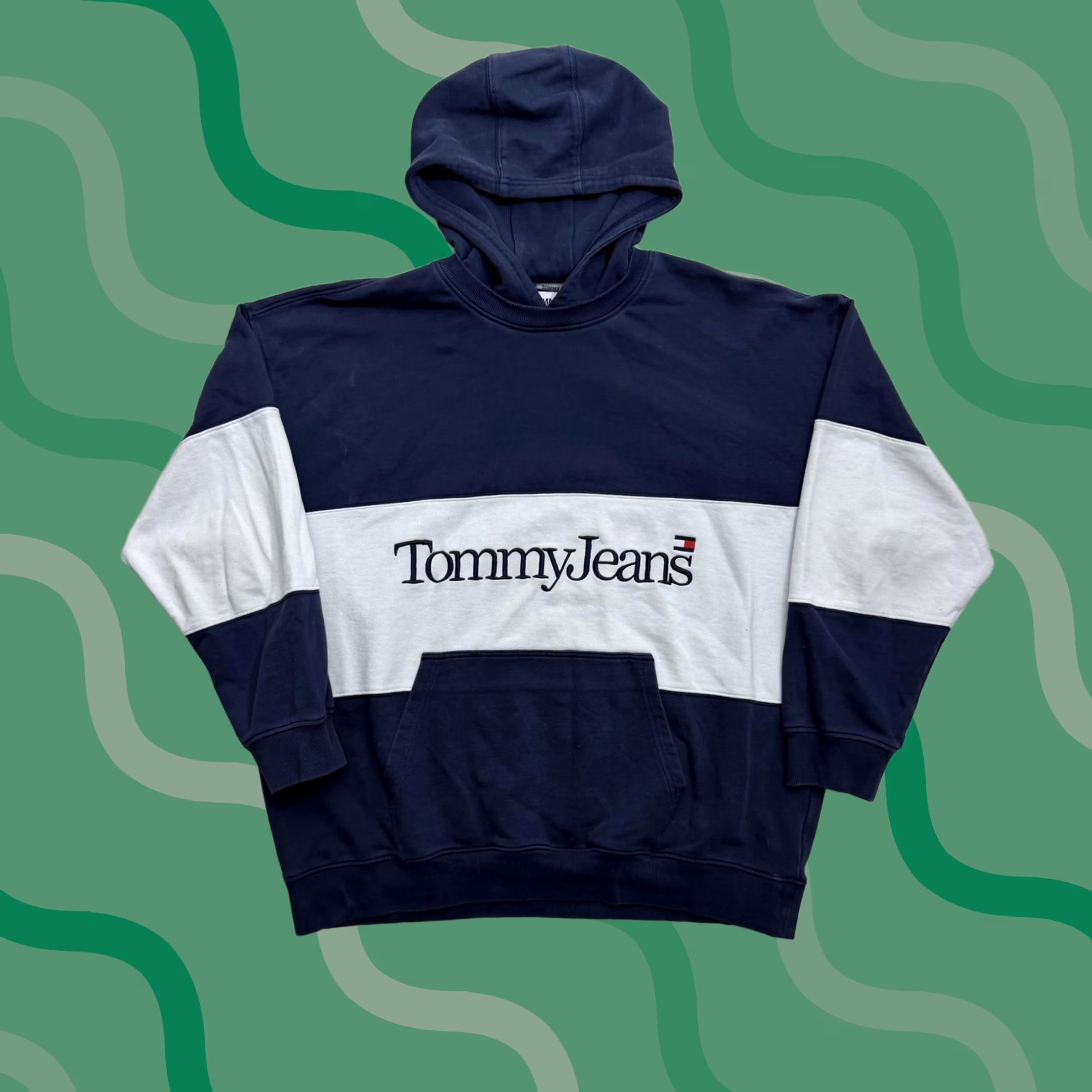 Tommy Hilfiger Tommy Hilfiger Hooded Sweater 2XL Blue Fleece Pullover Mens Crew Neck Logo Embroidered Pockets Size US XXL / EU 58 / 5 - 1 Thumbnail