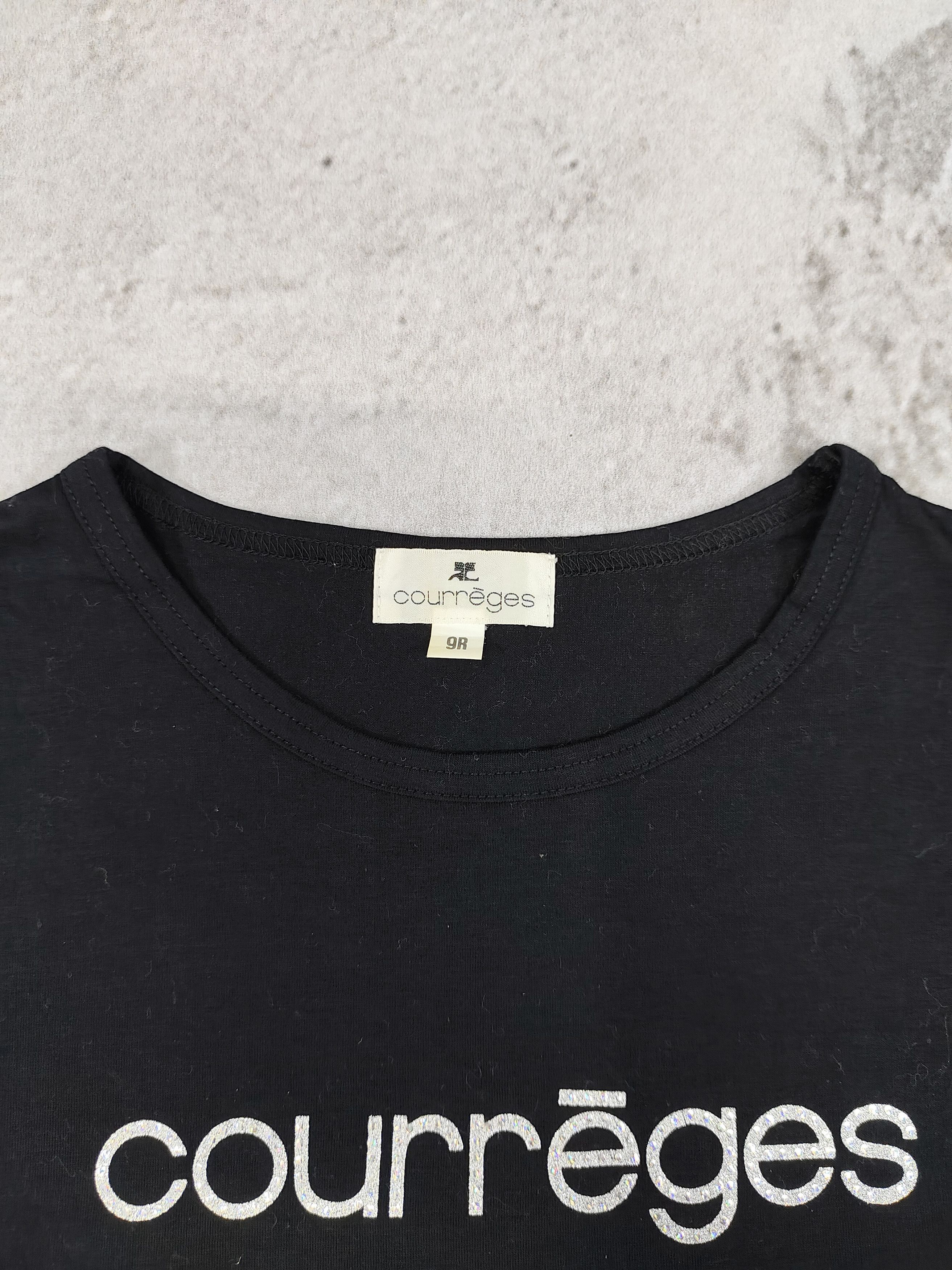 Courreges 00s Courrèges-Y2K Archive Luxury Rhinestone Logo Cropped Tee Size M / US 6-8 / IT 42-44 - 5 Thumbnail