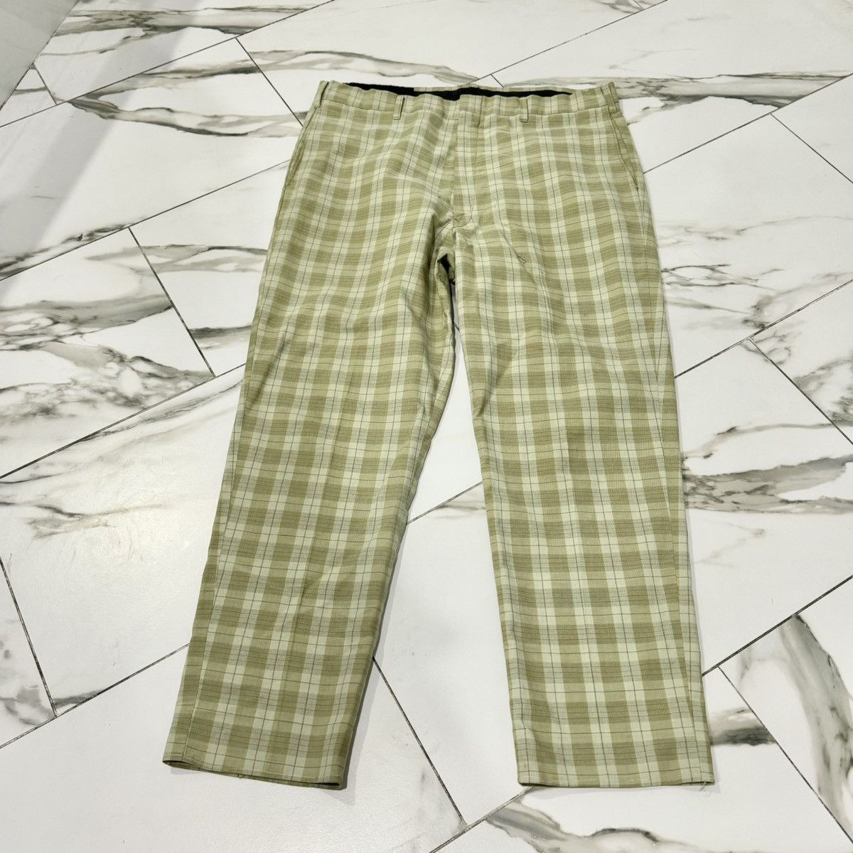 Vintage VINTAGE 70s LIGHT GREEN PLAID PANTS! Size US 34 / EU 50 - 1 Thumbnail