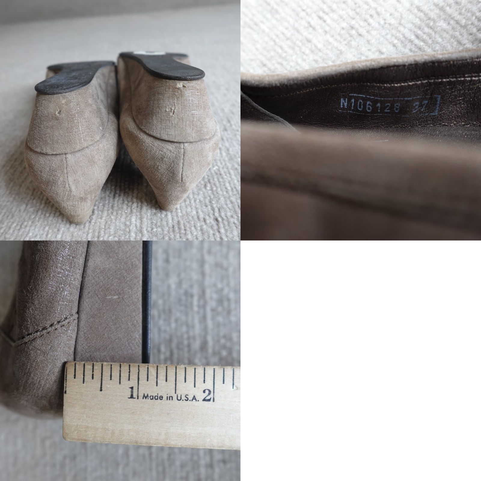 AGL AGL Womens Ballet Flats 7 Beige Wedges Attilio Giusti Leombruni Italy Leather Suede Slip On Round Toe Vintage No Size US 7 / IT 37 - 8 Thumbnail