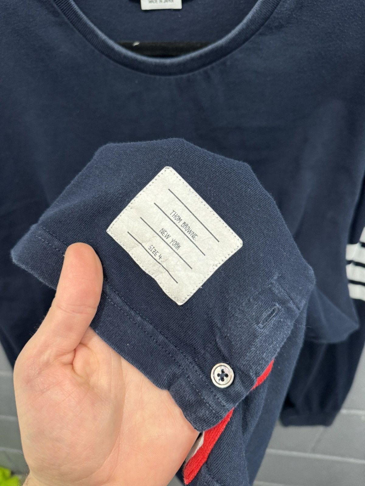 Thom Browne Thom Browne Navy Milano Cotton 4-Bar Long Sleeve Size US L / EU 52-54 / 3 - 3 Thumbnail