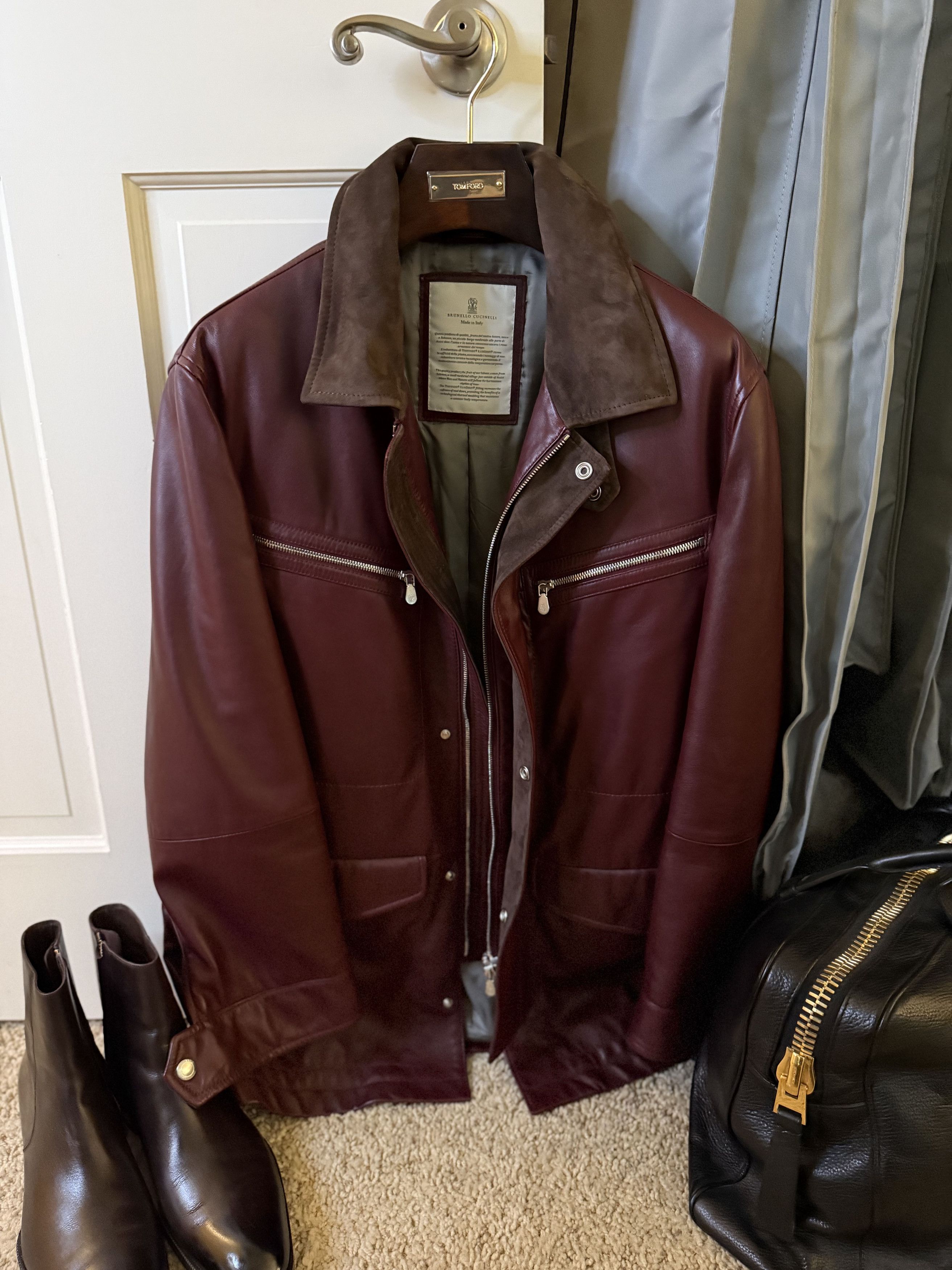 Brunello Cucinelli A Menswear Grail, Rare $13,500 Nappa Leather Jacket Size US XL / EU 56 / 4 - 15 Thumbnail