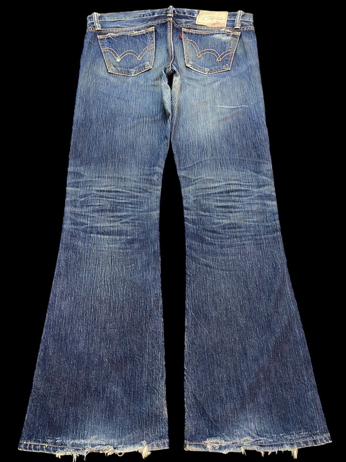 Edwin Vintage Edwin Blue Wash Distressed Flare Jeans Size 35" - 2 Thumbnail
