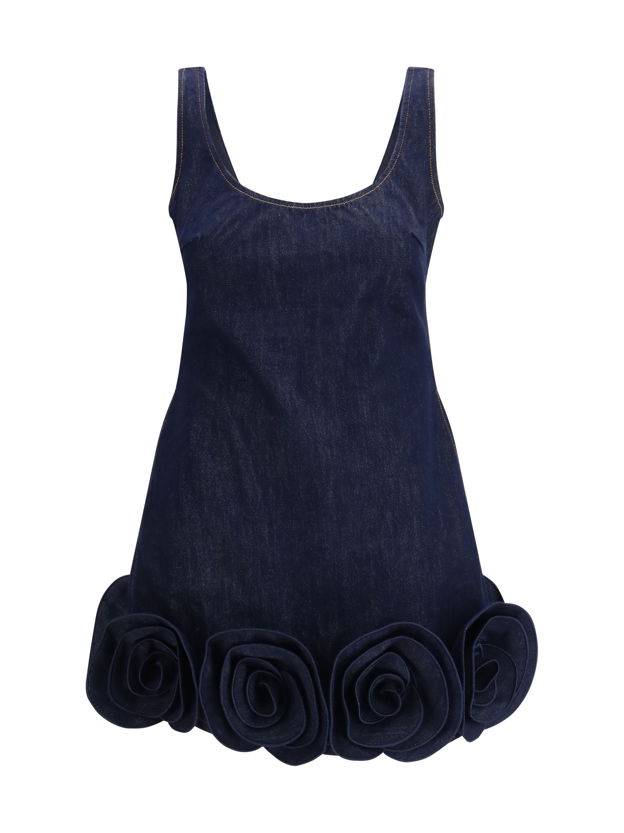 Denim 3d Flower mini Dress