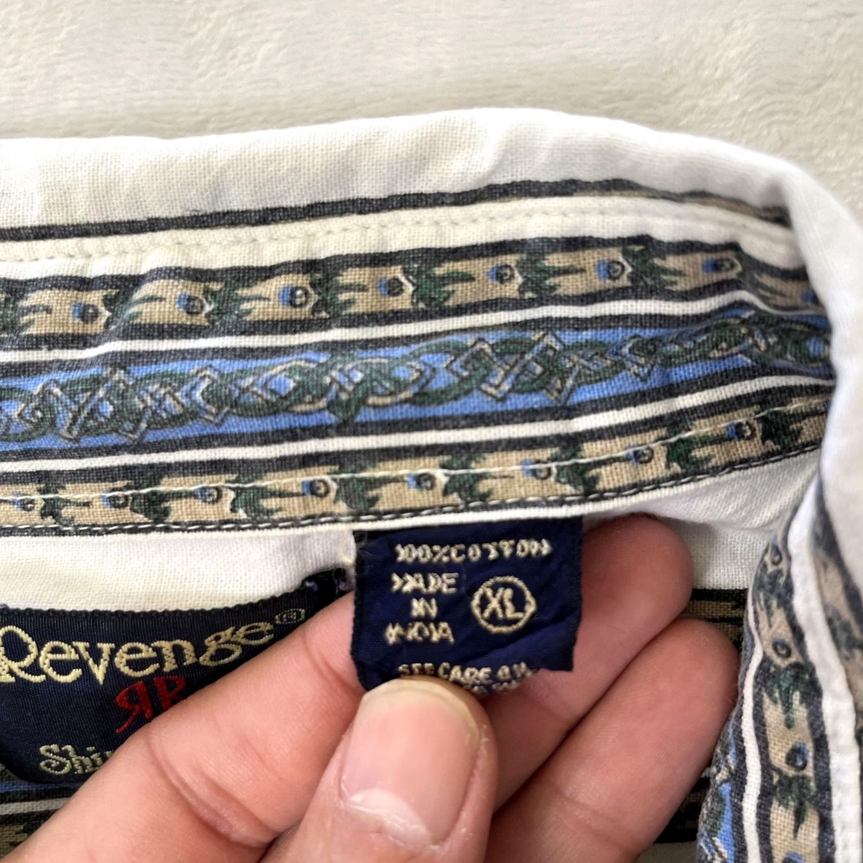 Revenge VINTAGE Revenge Striped Short Sleeve Button Front Western Shirt Mens XL White Size US XL / EU 56 / 4 - 4 Thumbnail