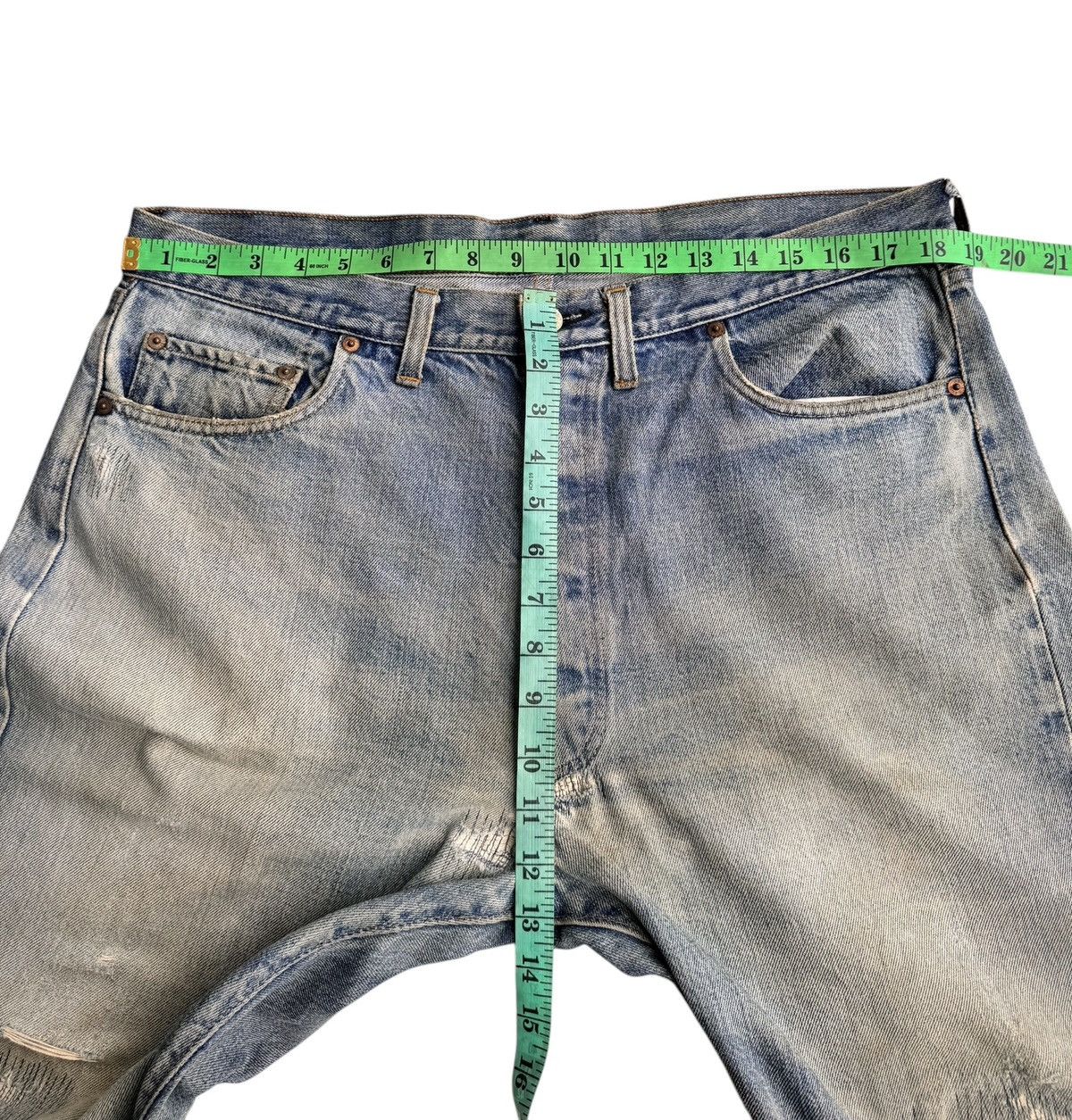 Levi's Vintage Distressed Levis 501 Selvedge Top button 6 Size US 36 / EU 52 - 18 Thumbnail