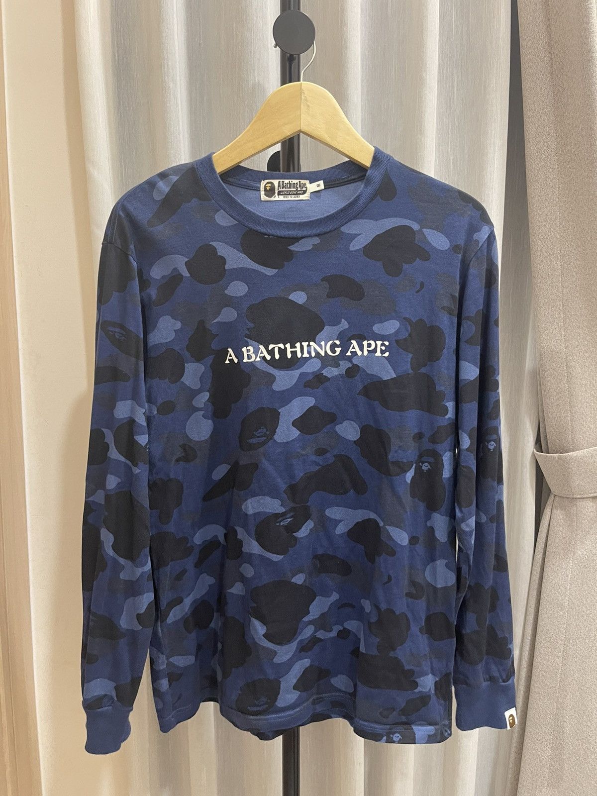 Bape BAPE Long Sleeve Camo Spell out Navy Size US M / EU 48-50 / 2 - 1 Thumbnail