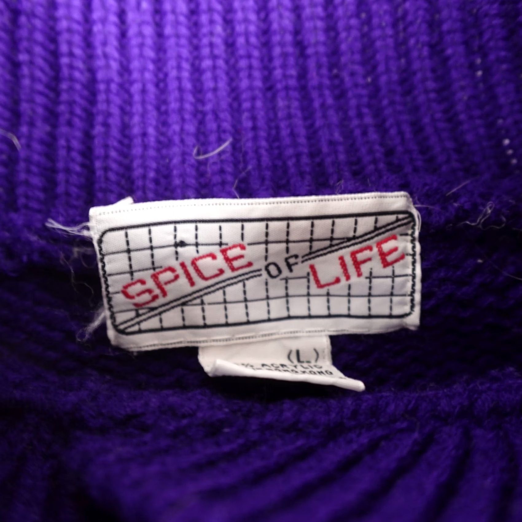 Alife VINTAGE Spice Of Life Sweater Womens Large Purple Chunky Knit Pullover Retro 80s Size L / US 10 / IT 46 - 2 Thumbnail