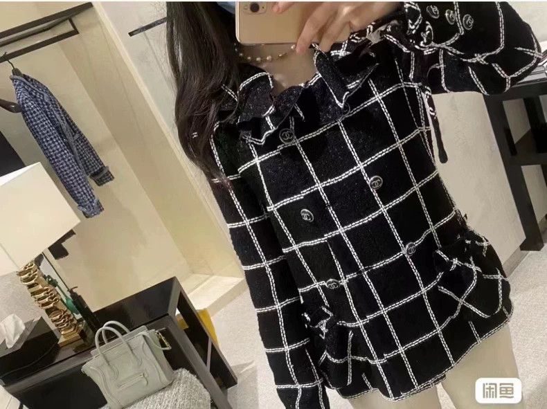 Chanel Chanel Roof series black and white plaid lotus leaf collar Size XS / US 0-2 / IT 36-38 - 6 Thumbnail
