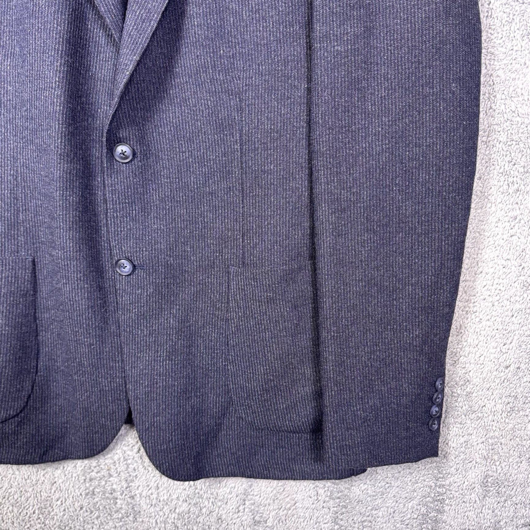 Vintage 34 Heritage Sport Coat Mens 44 Blazer Wool Knit Unstructured Single-Breasted Notch Blue Stem City Preppy Size 44R - 3 Thumbnail