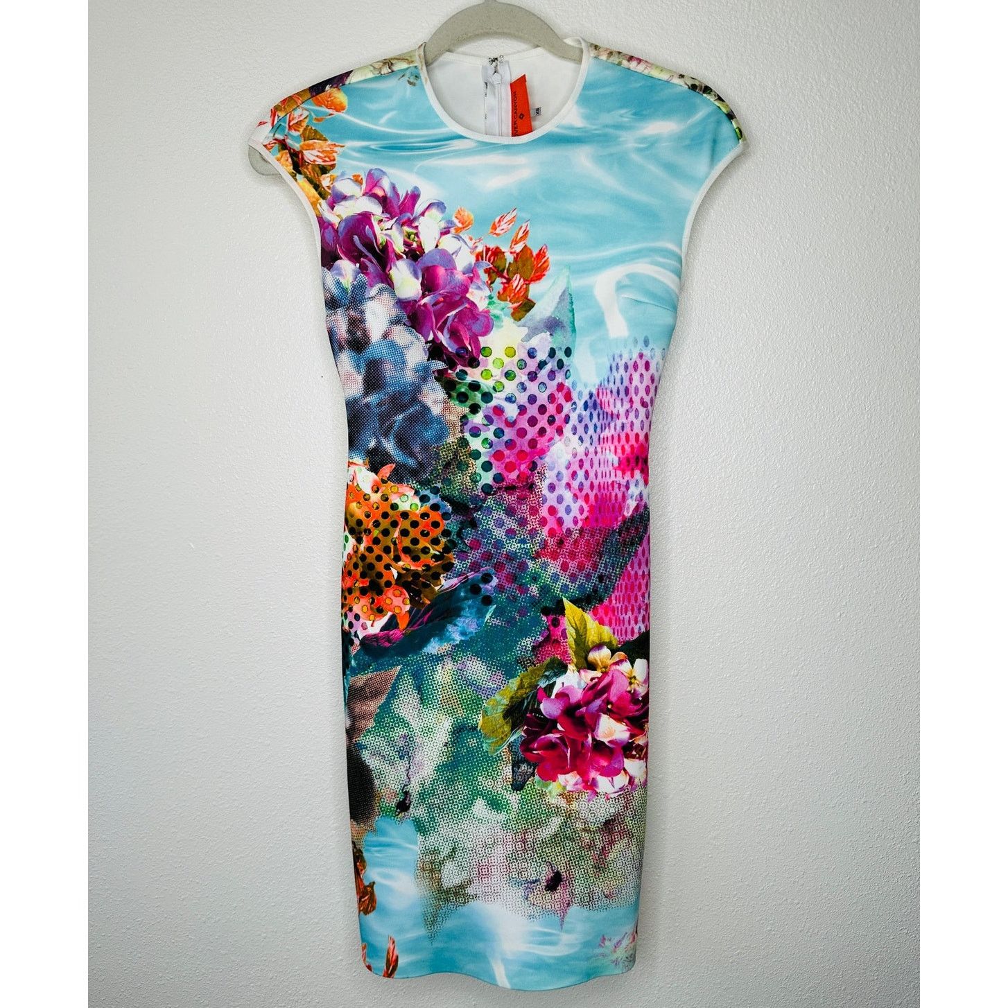 Clover Canyon Pool Flower Multicolor Aqua Bodycon Dress