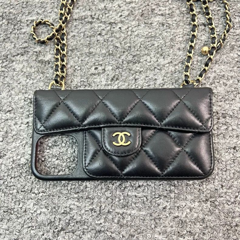 Chanel Chanel Black lambskin gold ball chain mobile phone case Size ONE SIZE - 3 Thumbnail