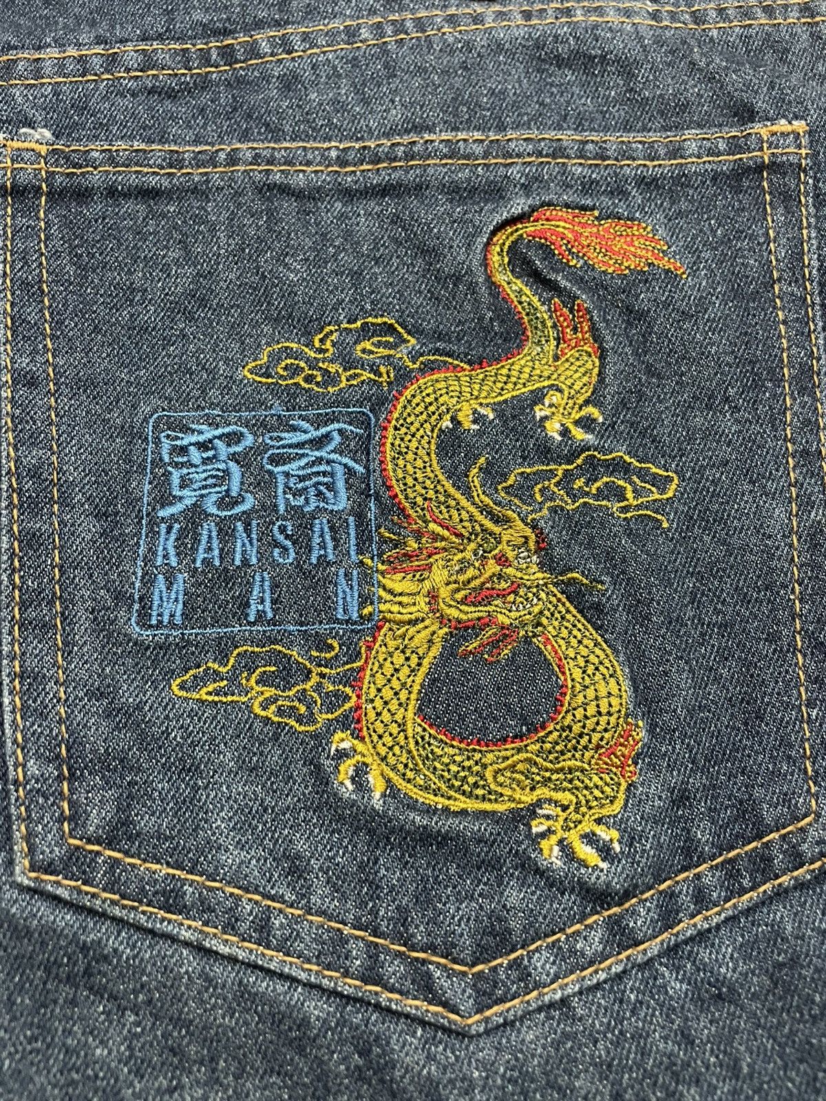 Kansai Yamamoto Kansai Man Dragon Embroidery Baggy Jeans Made in Japan Size US 38 / EU 54 - 6 Thumbnail