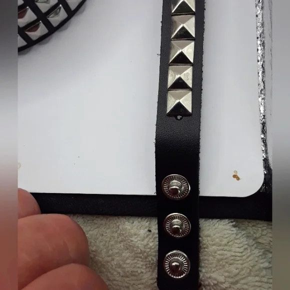 Other Gothic Studded Leather Belt + Studded Bracelet Black-New Size ONE SIZE - 7 Thumbnail