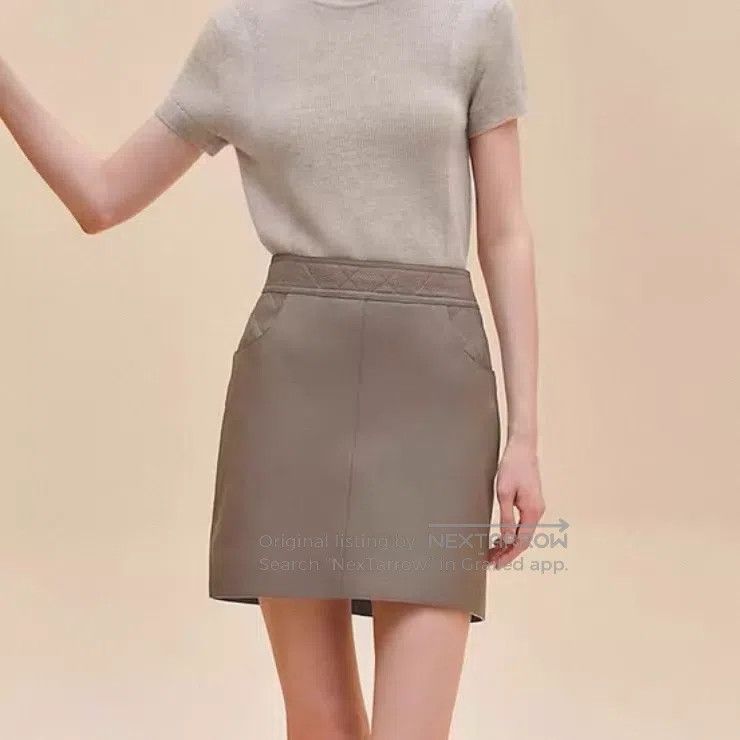 Hermes Hermes Elephant Gray Deer Skin Short Skirt Size 42" / US 20 - 8 Thumbnail