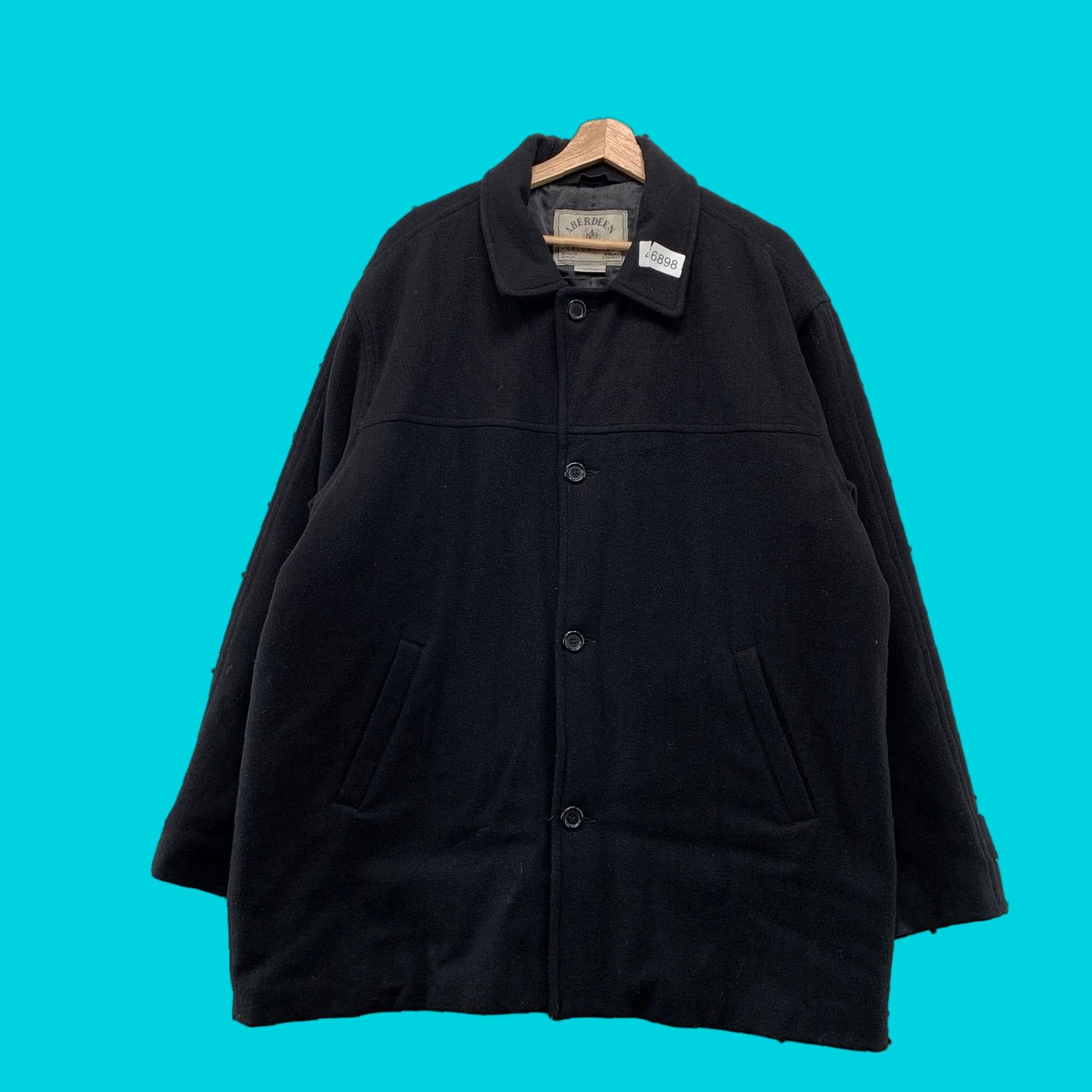 Vintage VINTAGE Aberdeen Overcoat Mens L Black Insulated Wool Coat Business Casual Long Winter Fall Outerwear Size US L / EU 52-54 / 3 - 1 Thumbnail