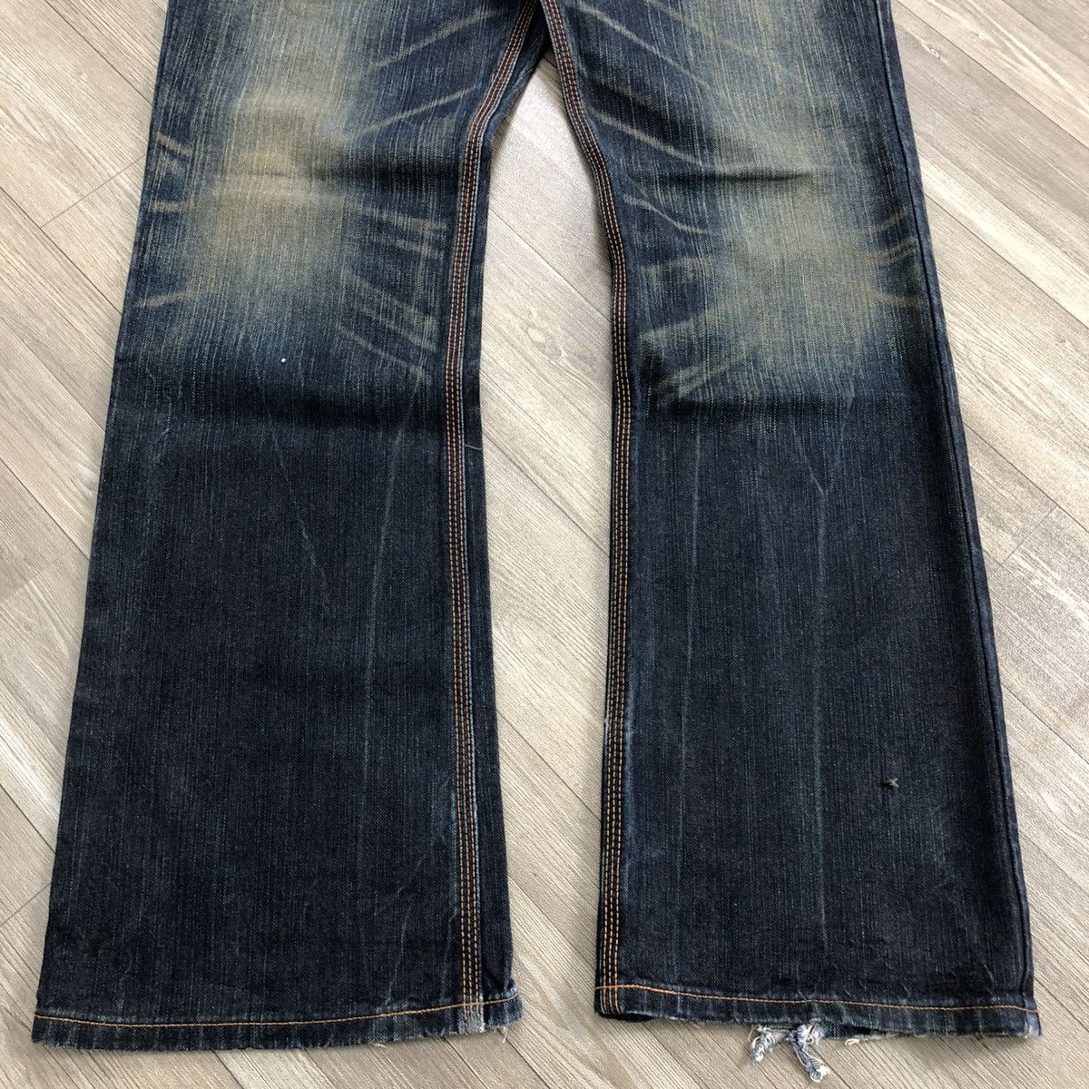 Edwin × If Six Was Nine × Japanese Brand 🇯🇵 2000s Edwin 503 Faded Lgb Goa Buckle Back Flared Jeans Size US 32 / EU 48 - 5 Thumbnail