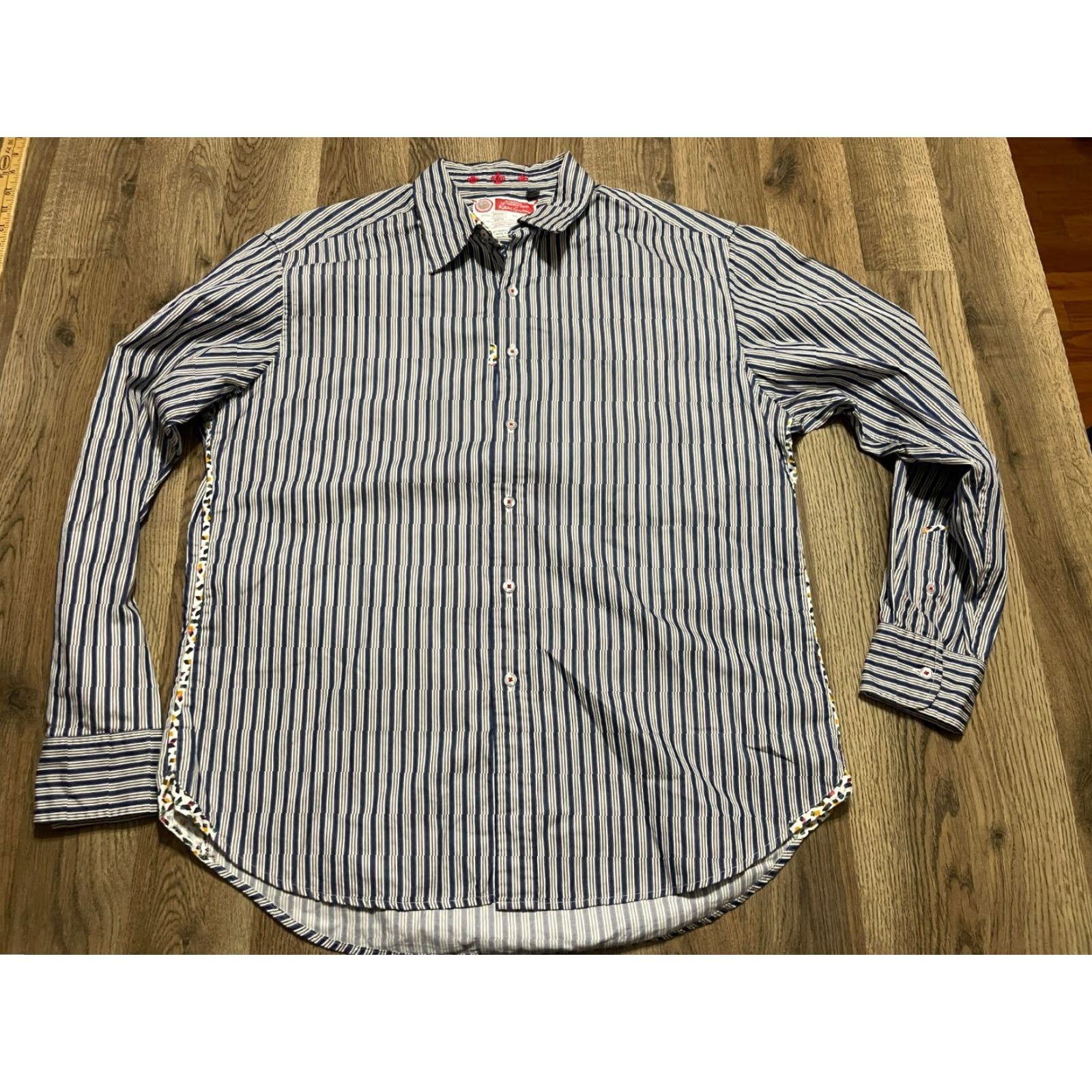 Vintage Robin Graham Shirt Mens XL Blue White Brown Long Sleeve Button Up Size US XL / EU 56 / 4 - 2 Thumbnail