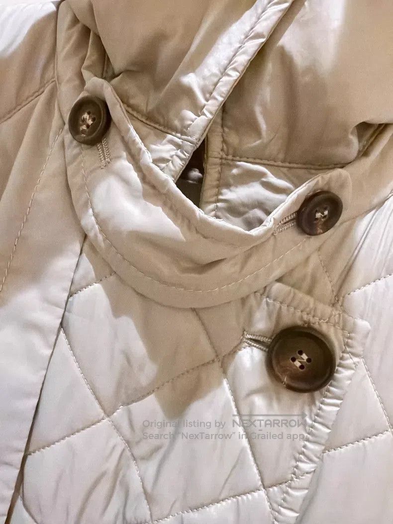 Brunello Cucinelli Brunello Cucinelli Khaki Checkered Padded Long Cotton Coat Size XXS / US 00 / IT 34 - 3 Thumbnail