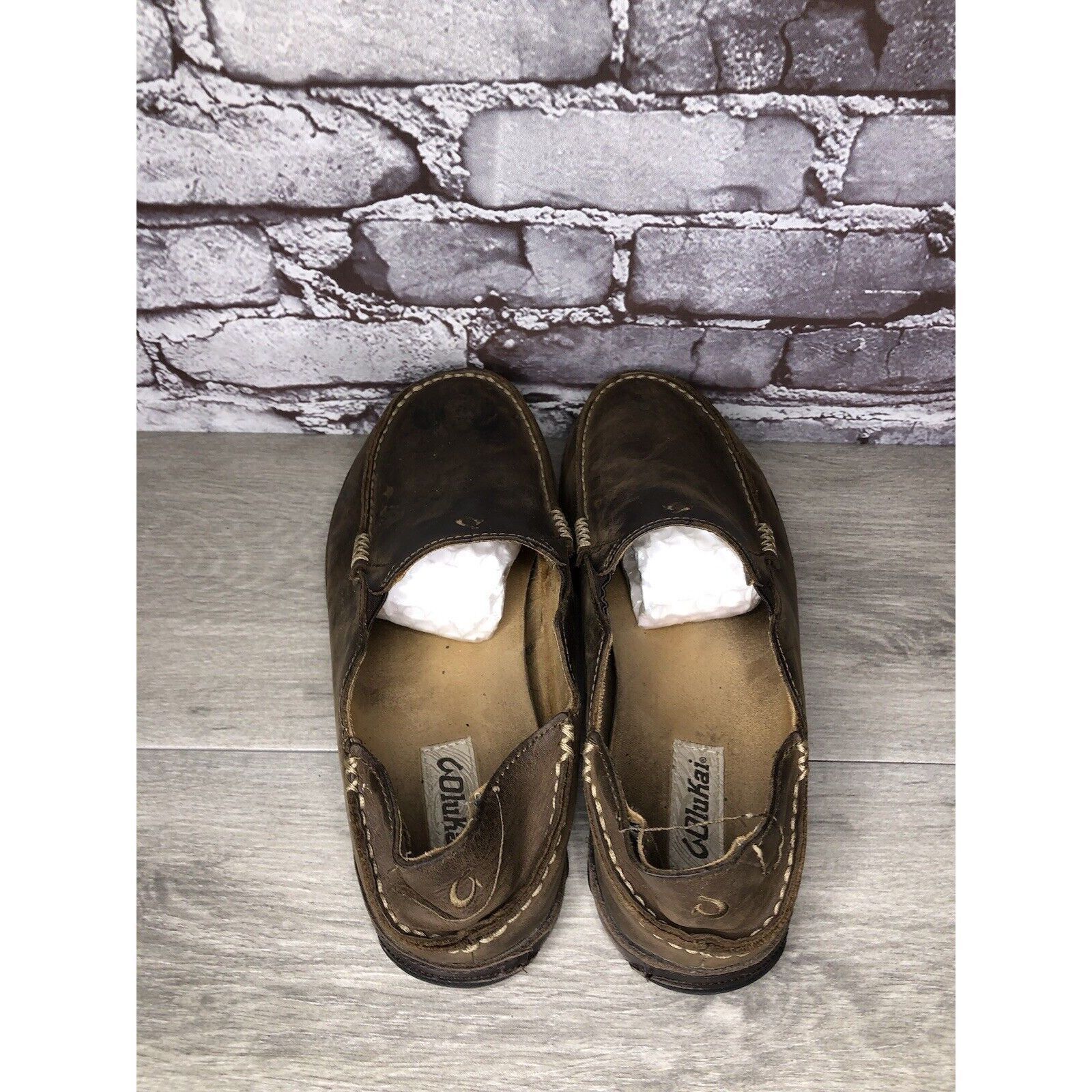 Olukai OluKai Moloa Brown Leather Casual Drop Heel Loafers Shoes Me Size US 10 / EU 43 - 18 Thumbnail