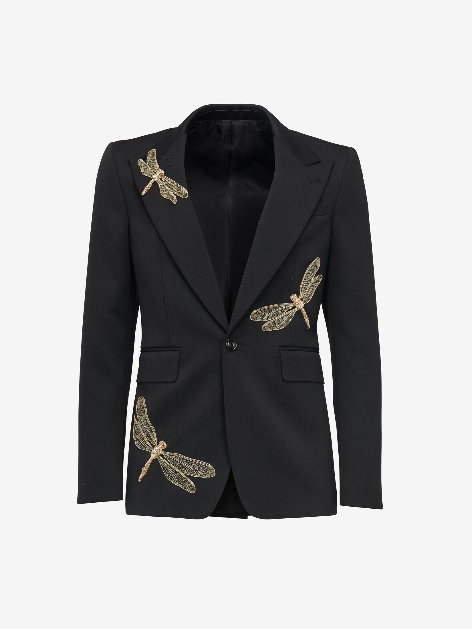 Alexander McQueen o1w1db10725 Dragonfly Applique Single-Breasted Jacket Black Size US M / EU 48-50 / 2 - 1 Thumbnail