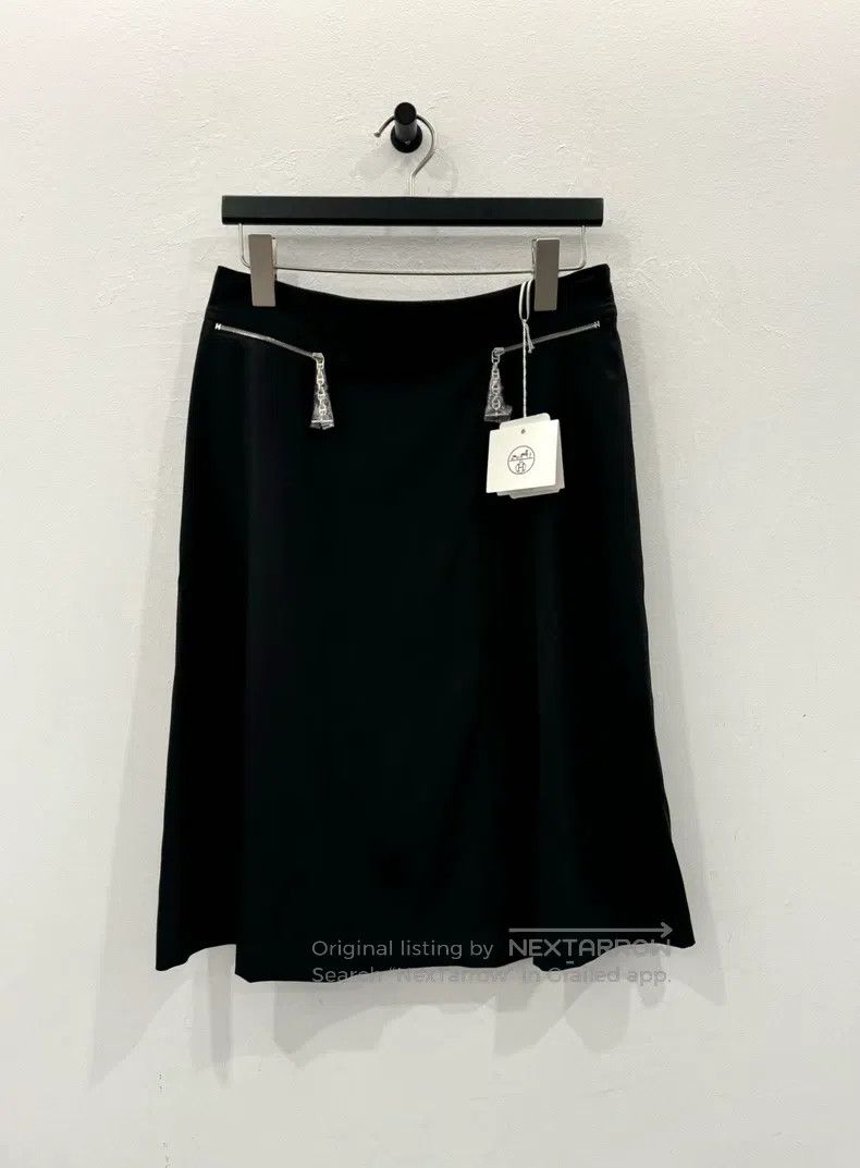 Hermes Hermes Black women's skirt with pig nose chain zipper Size 24" / US 00 / IT 34 - 1 Thumbnail