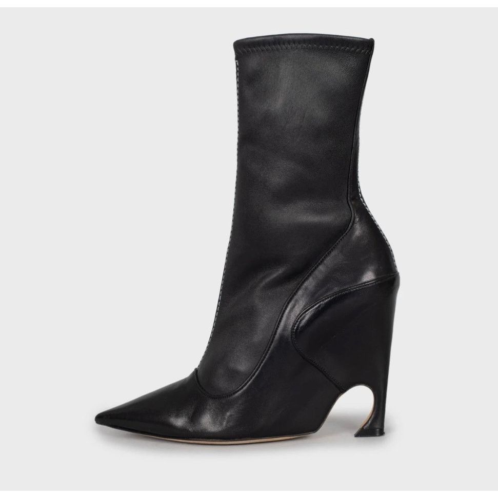 Dior Christian Dior Black Leather Pointed Ankle Boots - EU 39.5 Size US 8.5 / IT 38.5 - 1 Thumbnail