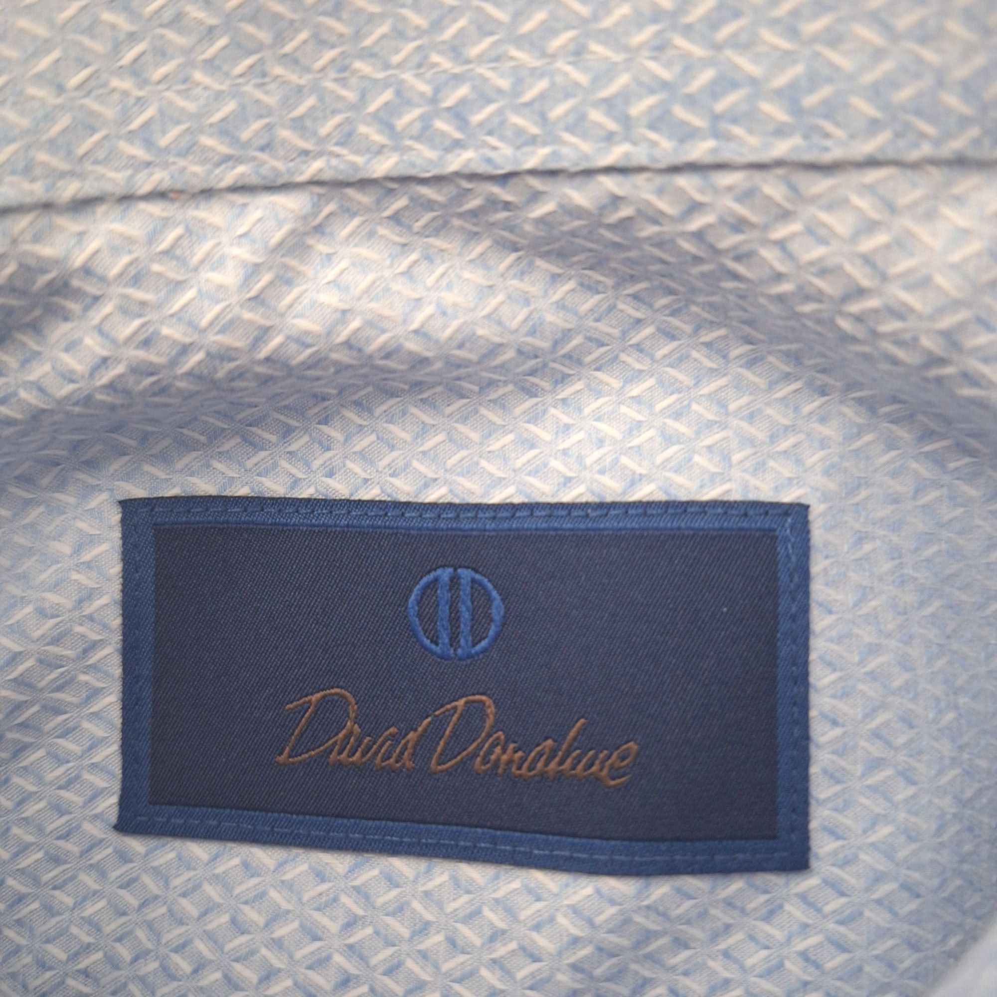 David Donahue David Donahue Dress Shirt 16 34/35 Light Blue Patterned Luxu Size US L / EU 52-54 / 3 - 4 Thumbnail