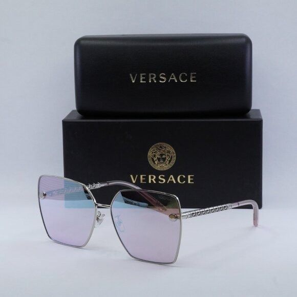 Versace Versace VE2270D 10007V Sunglasses Silver Square Frame, Pink Size ONE SIZE - 12 Thumbnail