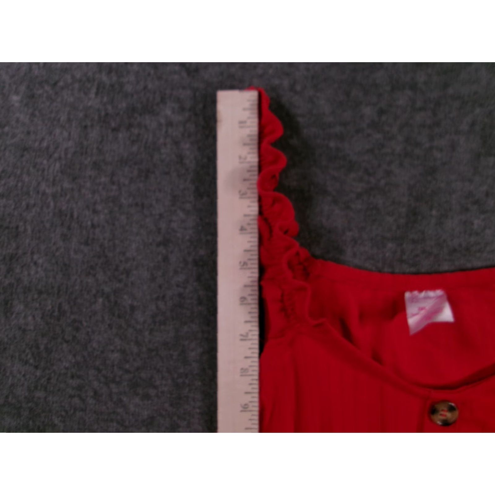 Vintage No Boundaries Womens Tank Cami 2XL Red Ribbed Button Front Ruffle Straps Stretch Size XXL / US 16-18 / IT 52-54 - 4 Thumbnail