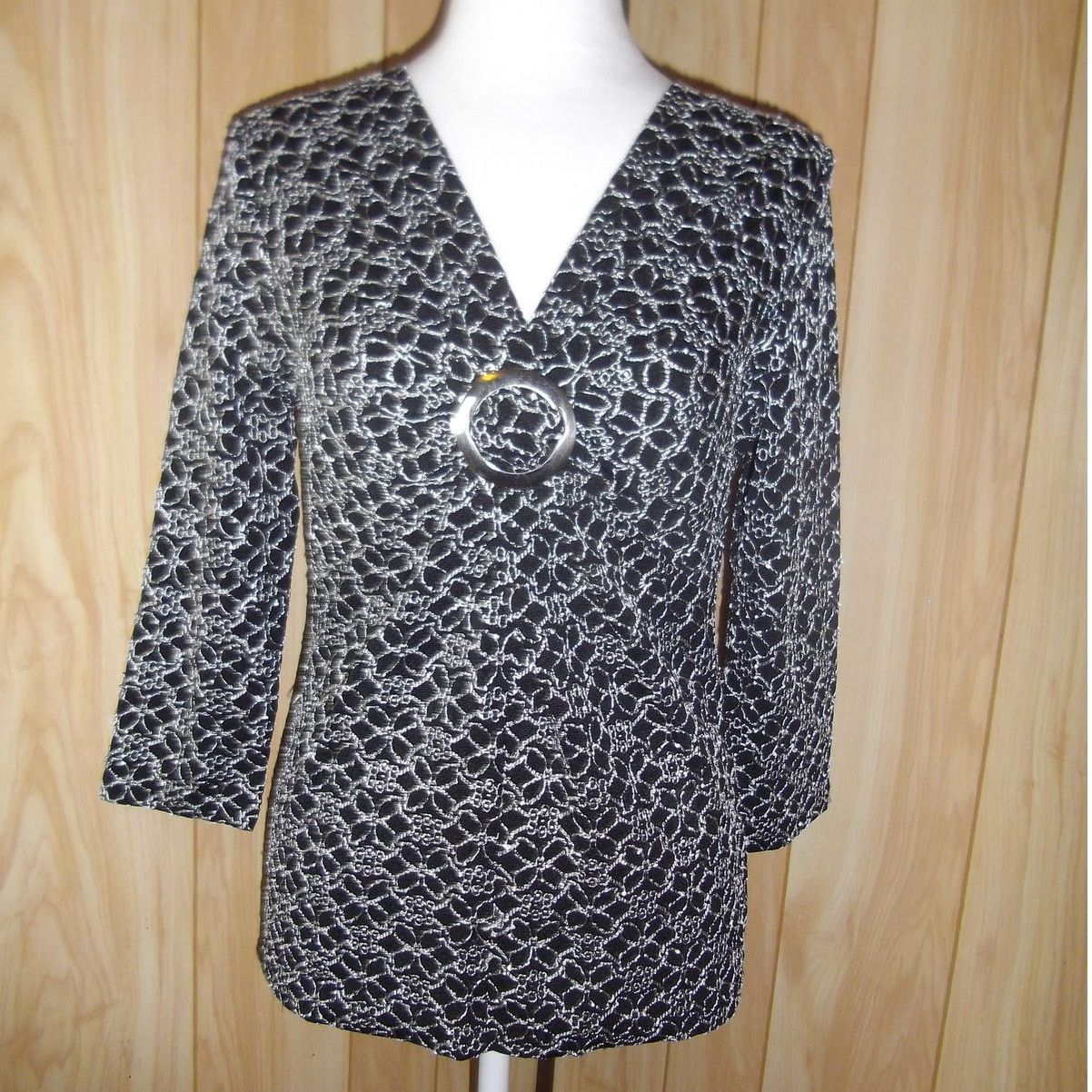 Other Josephine Chaus Vintage Black V-Neck 3/4 Sleeve Top S Size S / US 4 / IT 40 - 1 Thumbnail