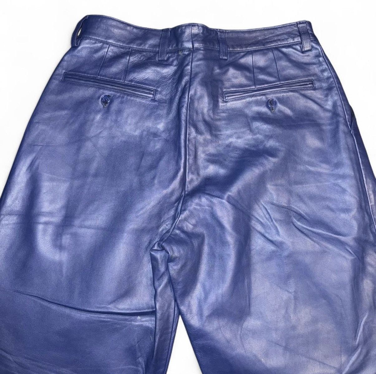 Paul Smith Paul Smith dark blue leather pleated wide leg pants Size US 32 / EU 48 - 5 Thumbnail