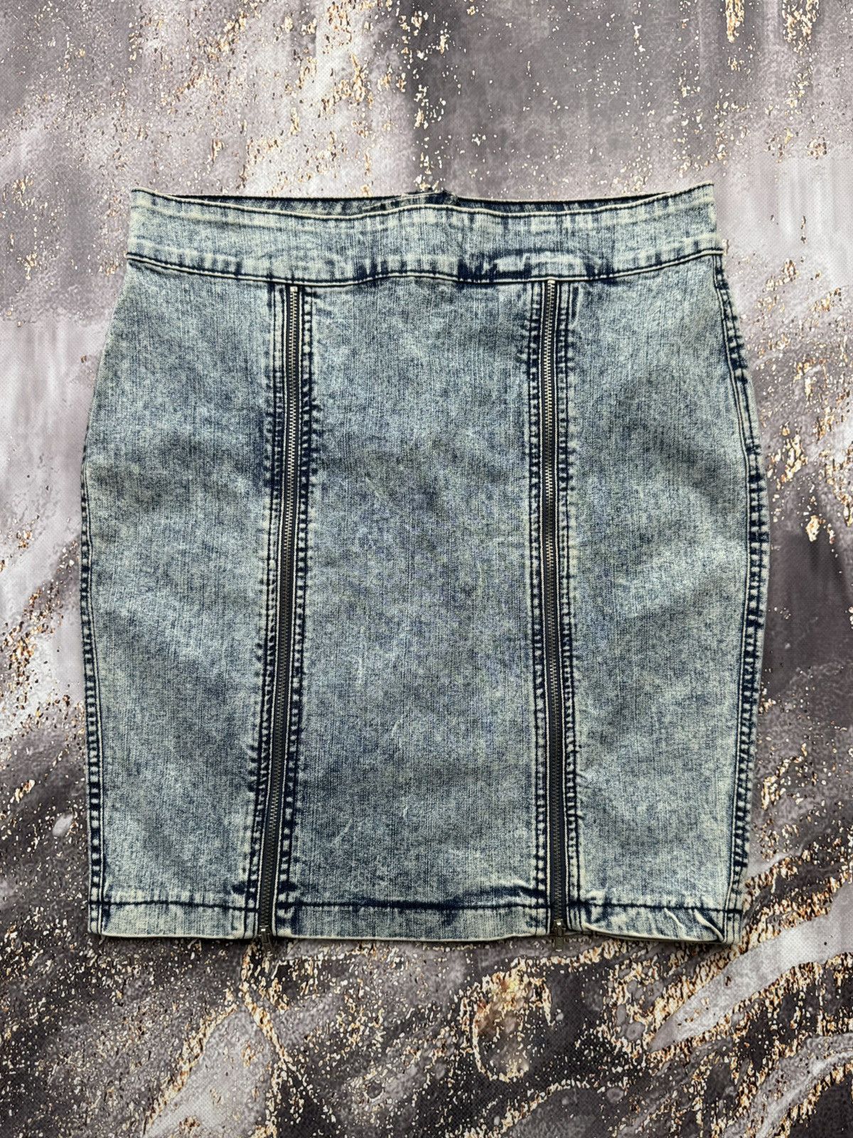 Japanese Brand × Vintage Vintage Multi Zipped Cool Denim Mini Skirt Size 27" / US 4 / IT 40 - 4 Thumbnail