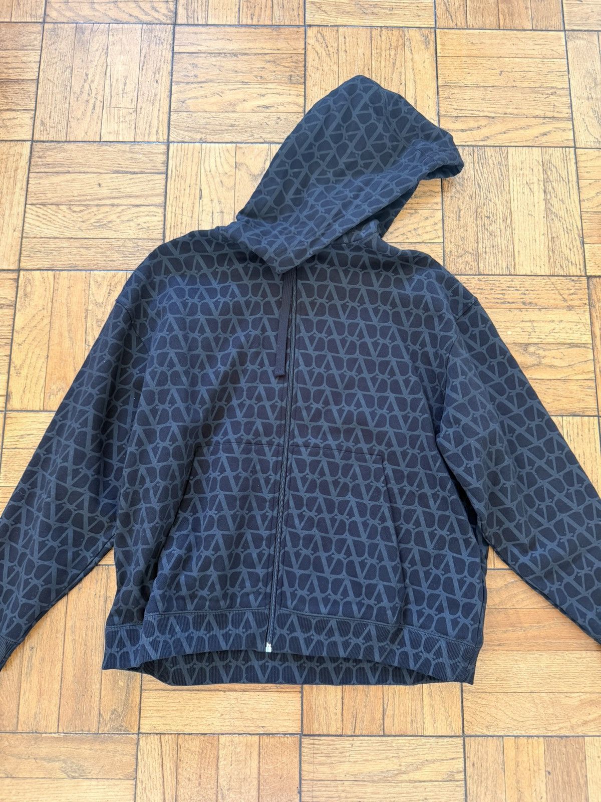 Valentino Toile Iconographe Zip-Up Drawstring Hoodie