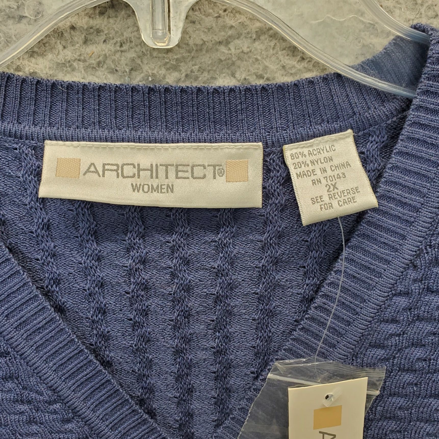 Architect Architect Sweater Womens 2X Blue Knit Long Raglan Sleeve V Neck Button Pullover Size XXL / US 16-18 / IT 52-54 - 5 Thumbnail