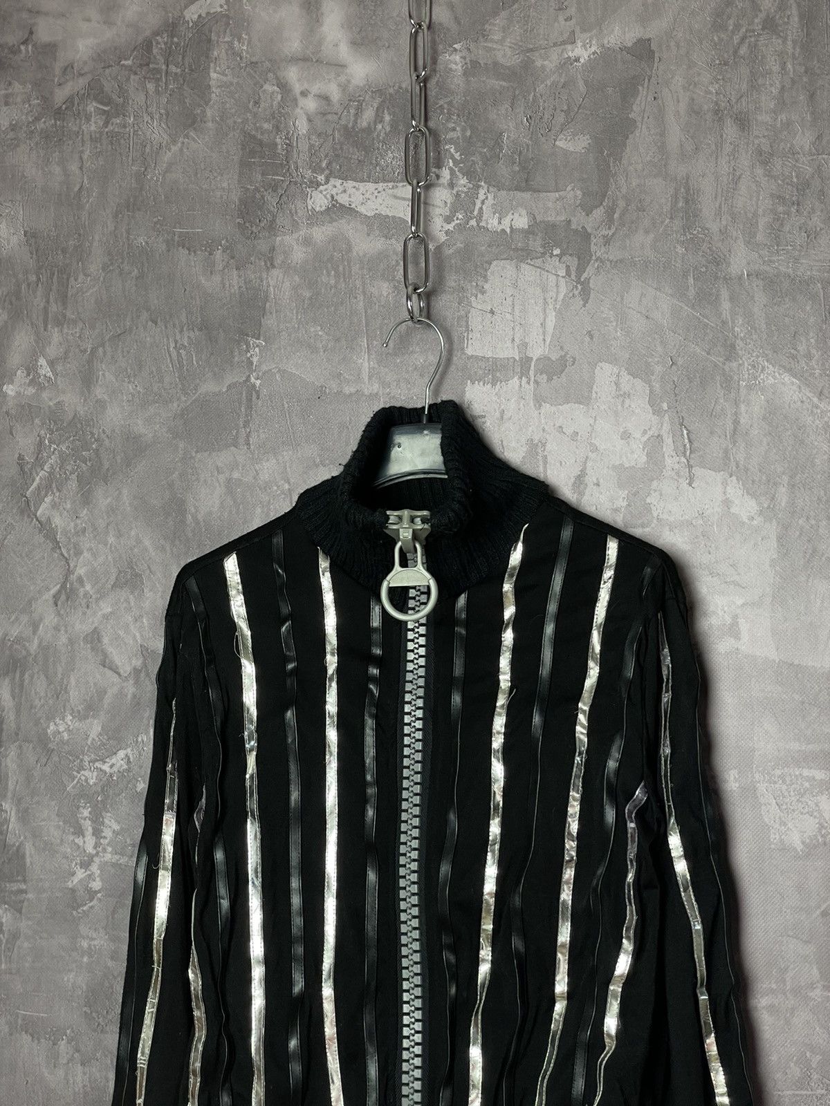 Japanese Brand × Vintage Y2K VTG 90s Japanese style 3D striped knit sweater full zip Size M / US 6-8 / IT 42-44 - 2 Thumbnail