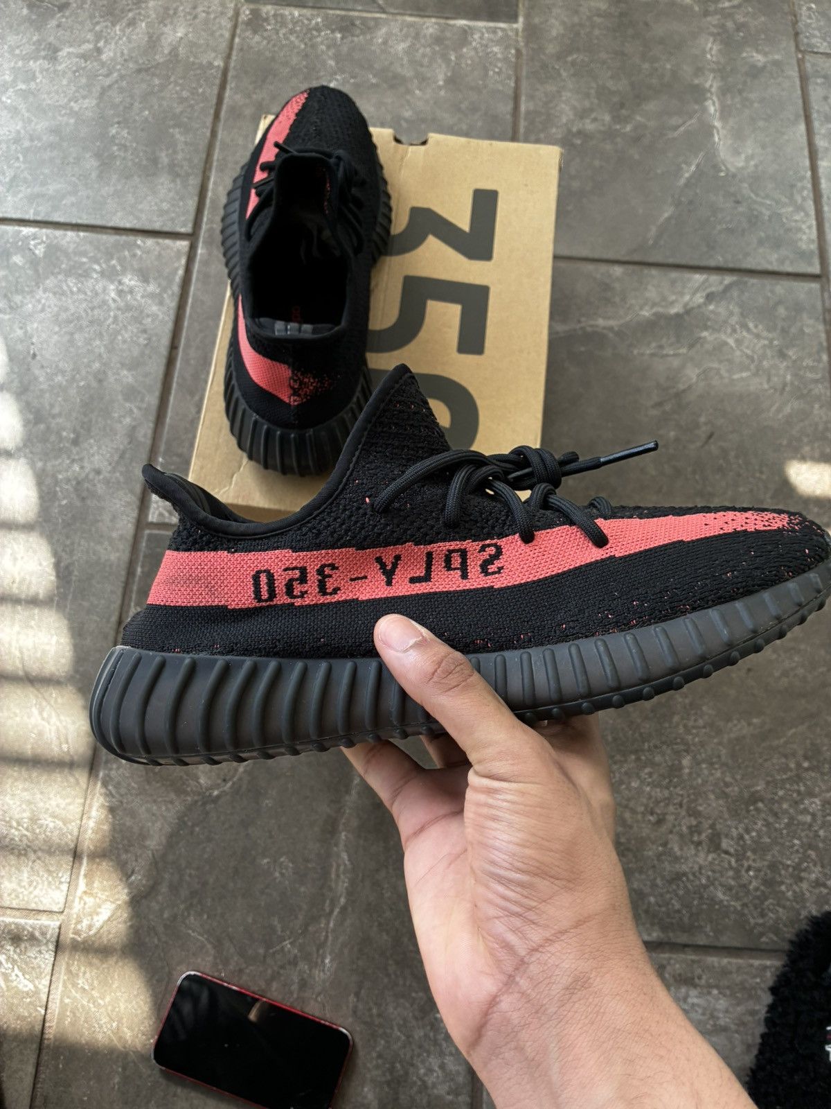 Adidas Adidas YEEZY 350 V2 Red Stripe Size US 11 / EU 44 - 3 Thumbnail