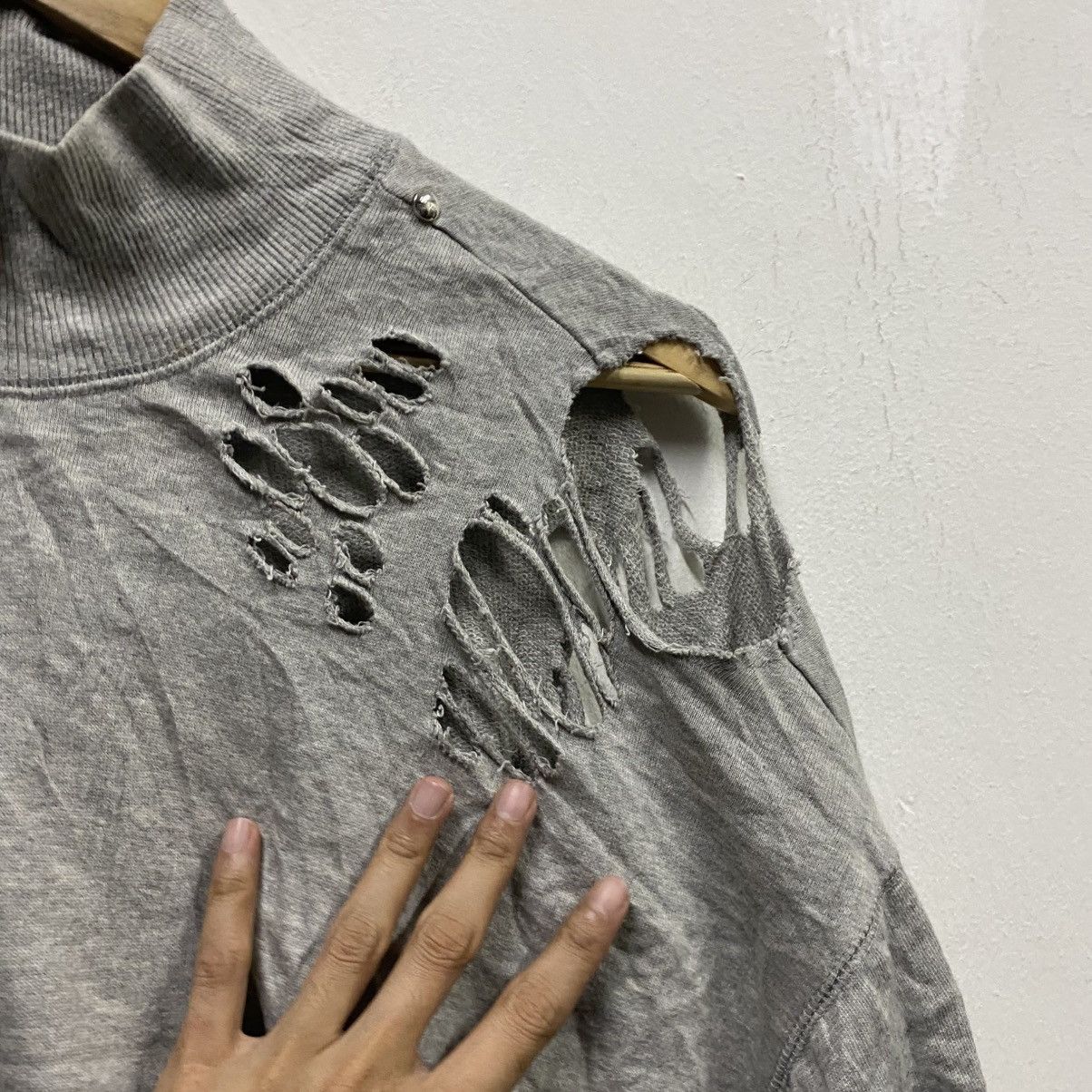 Diesel DIESEL Grey Distressed High-Neck Sweatshirt (Size XS) Size US XS / EU 42 / 0 - 9 Thumbnail