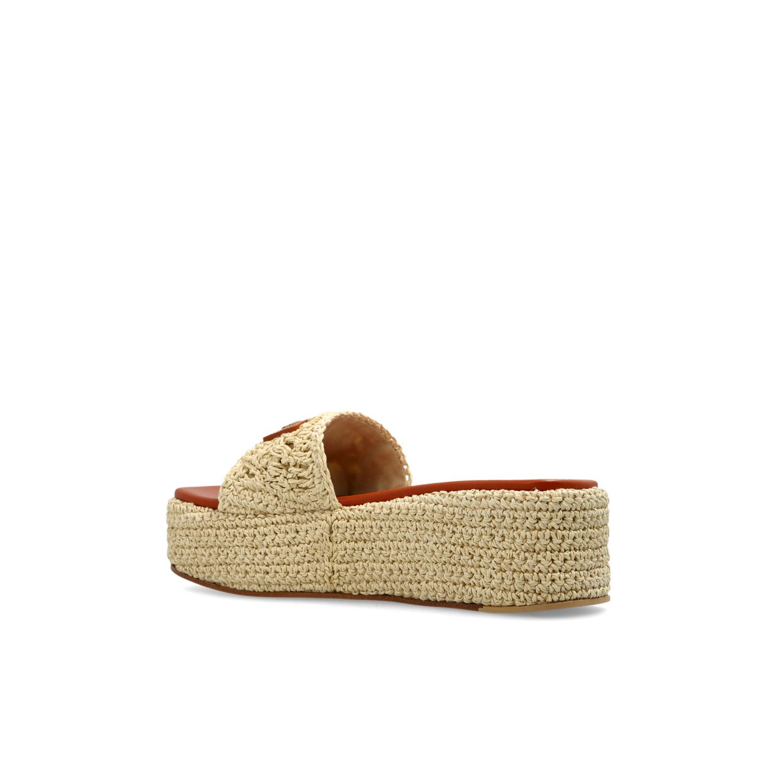 VERSACE Beige Raffia 65mm Platform Slides New And Authentic
