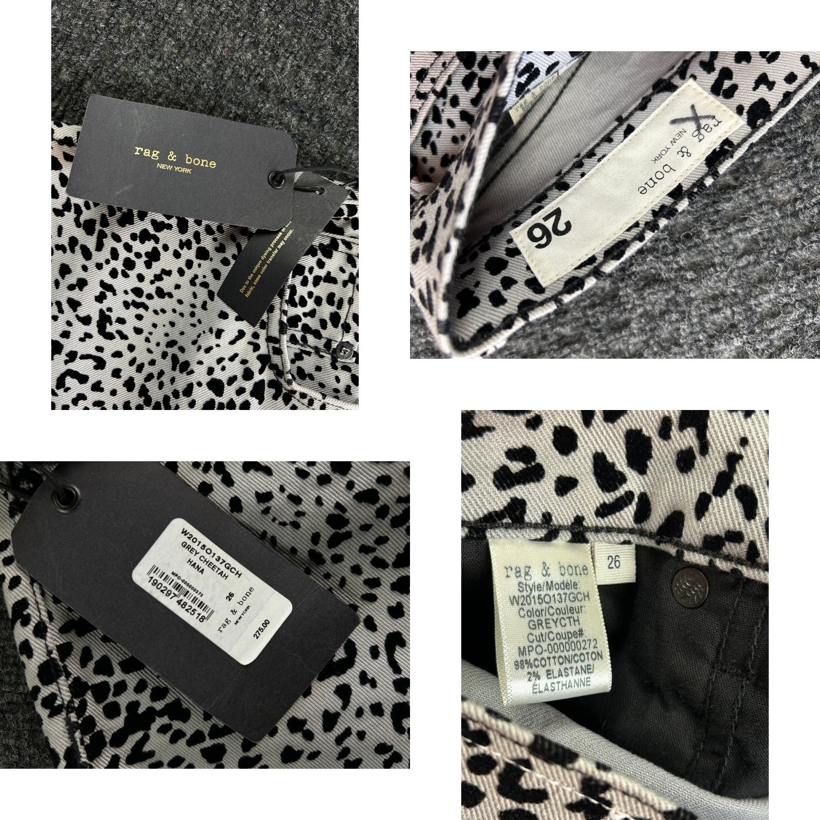 Rag & Bone VINTAGE Rag & bone Hana Jeans Animal Leopard Print Flare 26 NEW Gray 26 in Inseam 26 in Women's Regular Jeans Size 26" / US 2 / IT 38 - 8 Thumbnail