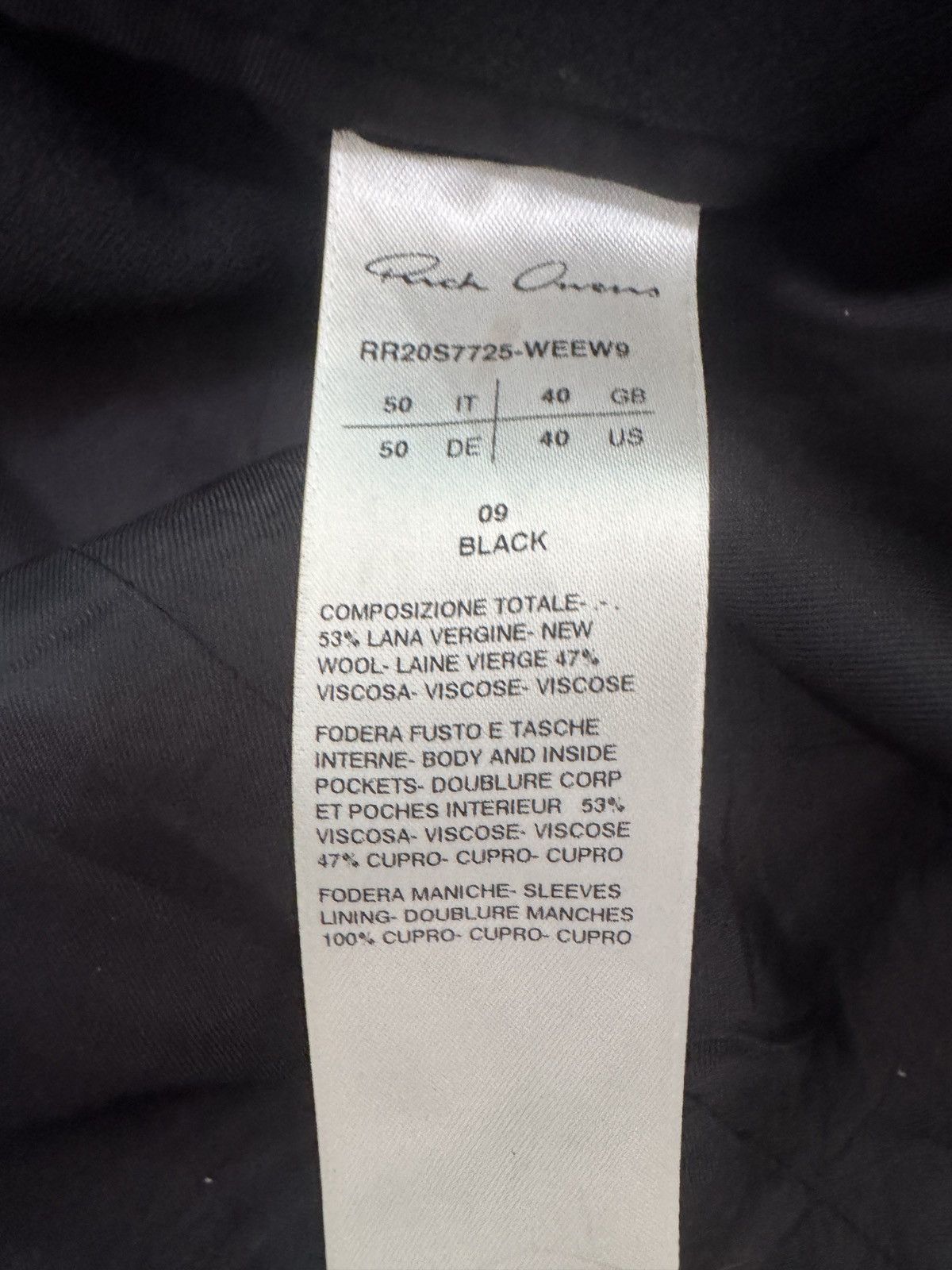 Rick Owens Tecuatl Tatlin tailored jacket in wool crepe Size 40L - 11 Thumbnail