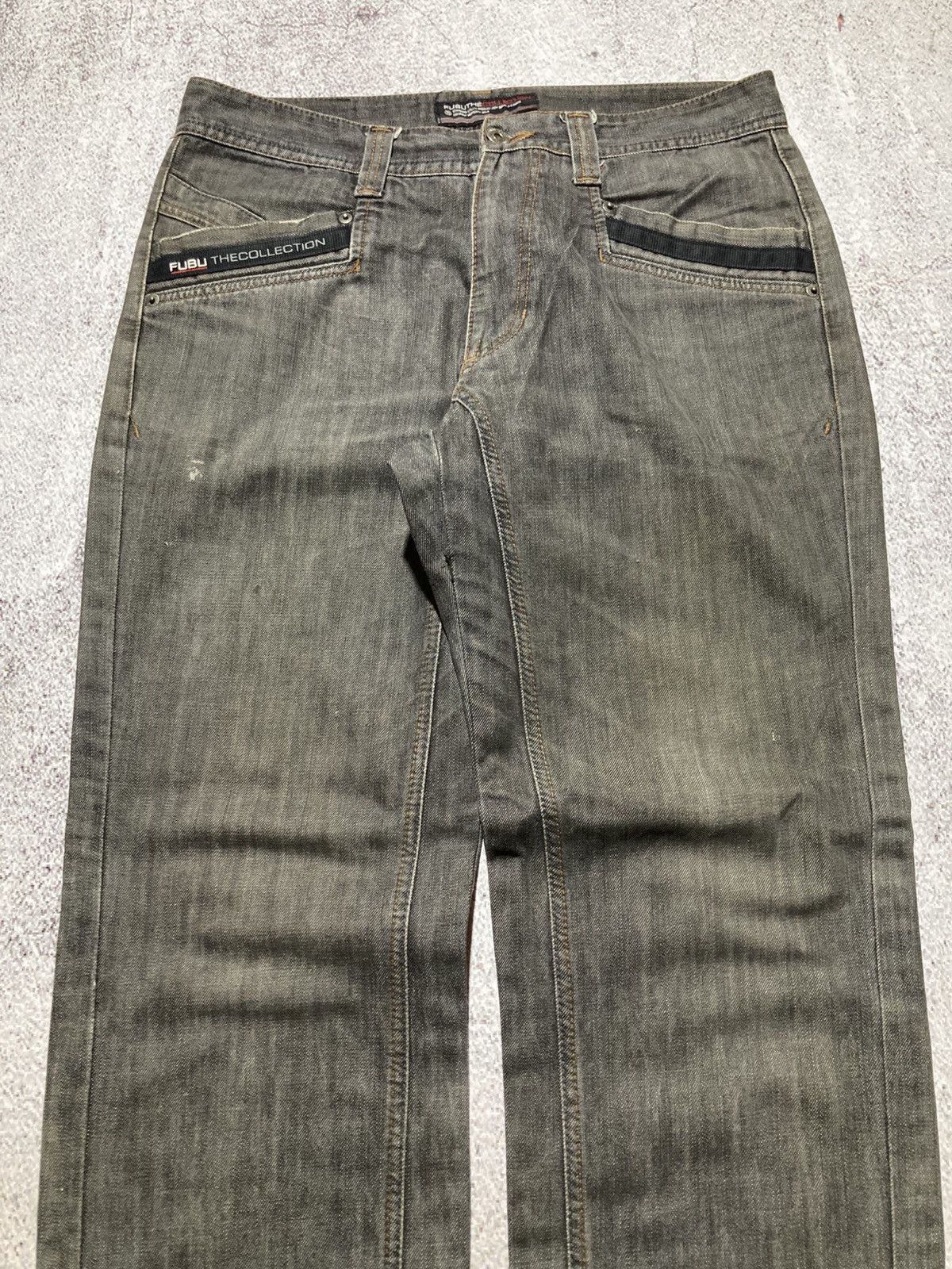 Japanese Brand 2000s Fubu Collection Washed Jeans Pants Charcoal Y2k Size US 34 / EU 50 - 2 Thumbnail