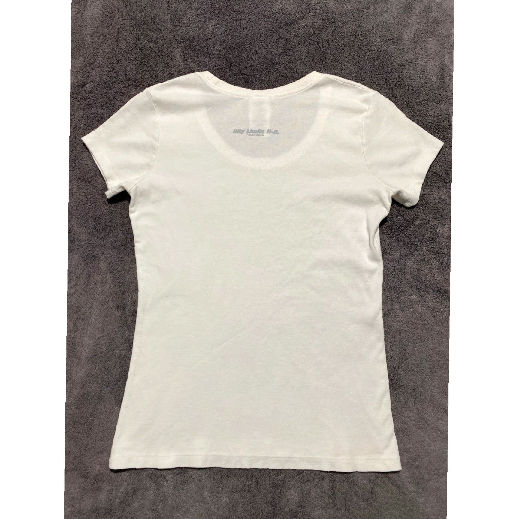Harley Davidson Harley-Davidson Live Free Womens T Shirt L White Graphic Print Tee Casual Short Sleeve Scoop Neck Pullover Cotton Knit Classic Fit US Made City Limits Size L / US 10 / IT 46 - 7 Thumbnail