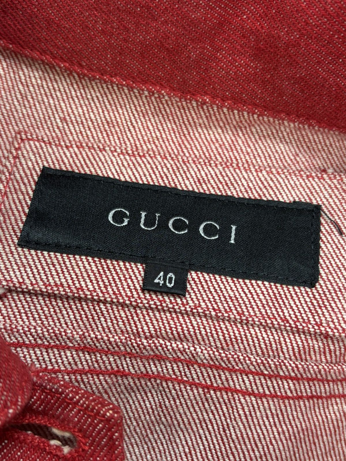 Gucci 90s Gucci Tom Ford 1999 Wasp Waist Red Denim Jacket 40 Size S / US 4 / IT 40 - 9 Thumbnail