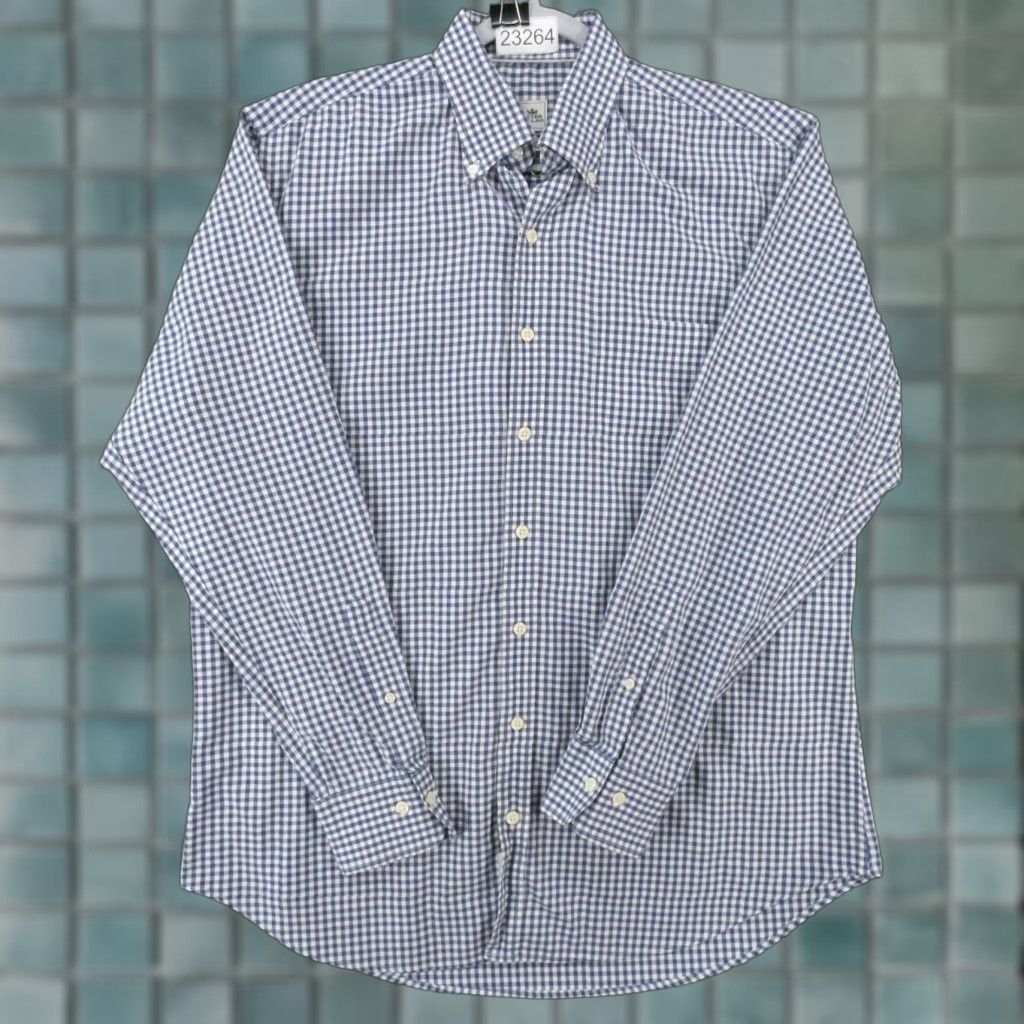 Peter Millar Peter Millar Shirt Mens Large Nanoluxe Long Sleeve Button Up Blue White Gingham Size US L / EU 52-54 / 3 - 1 Thumbnail